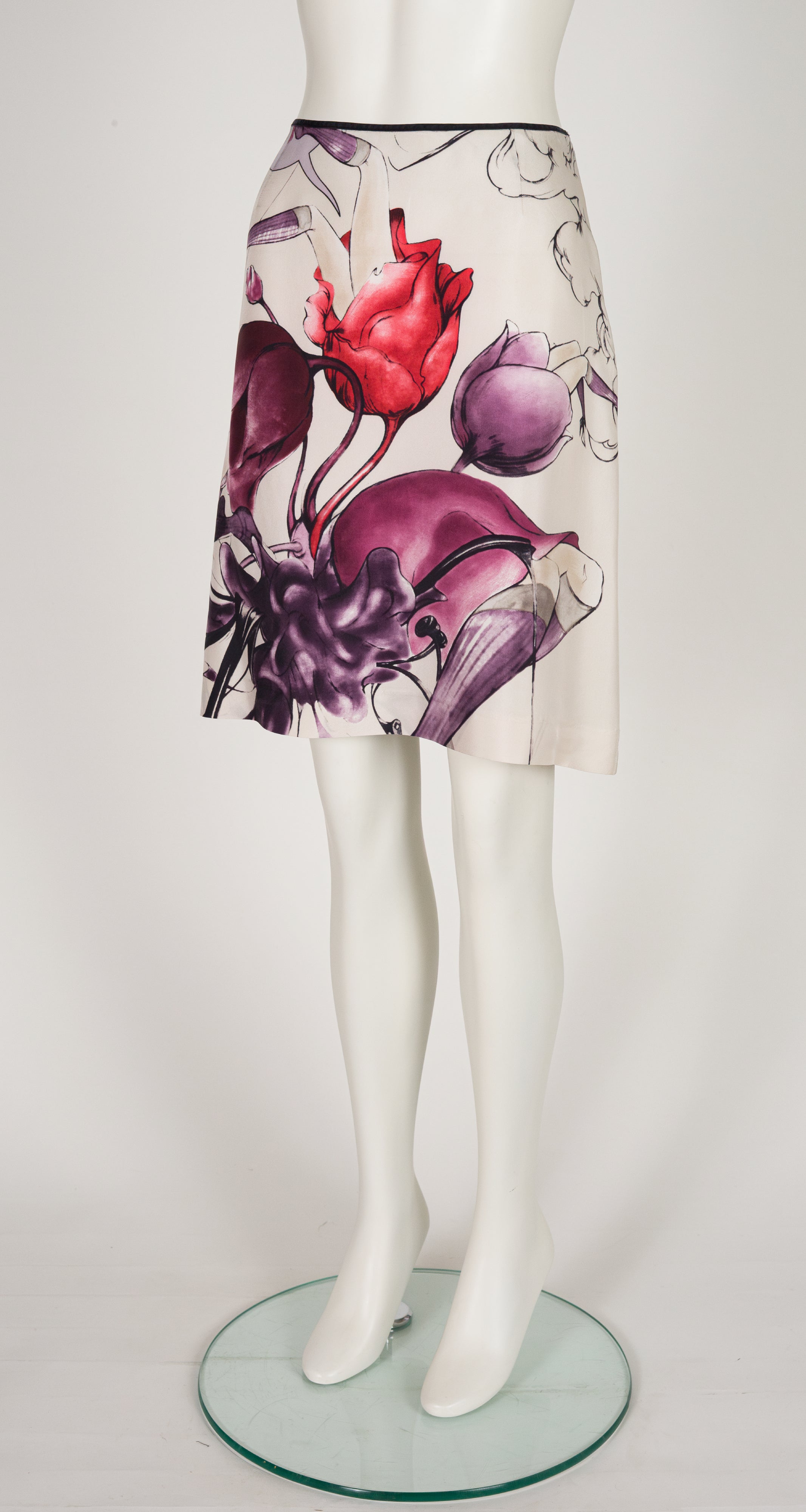 2008 S/S "Fairy Collection" Floral Print Silk Twill Skirt