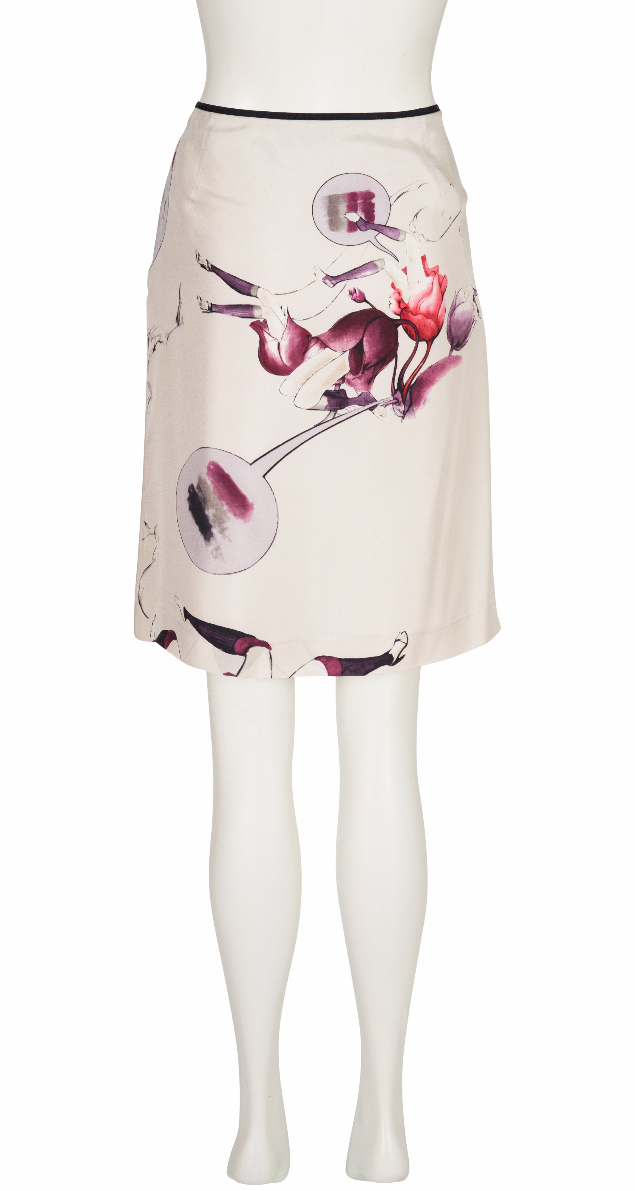 2008 S/S "Fairy Collection" Floral Print Silk Twill Skirt