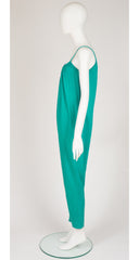 1980s Turquoise Cotton Jersey Sleeveless Jumpsuit