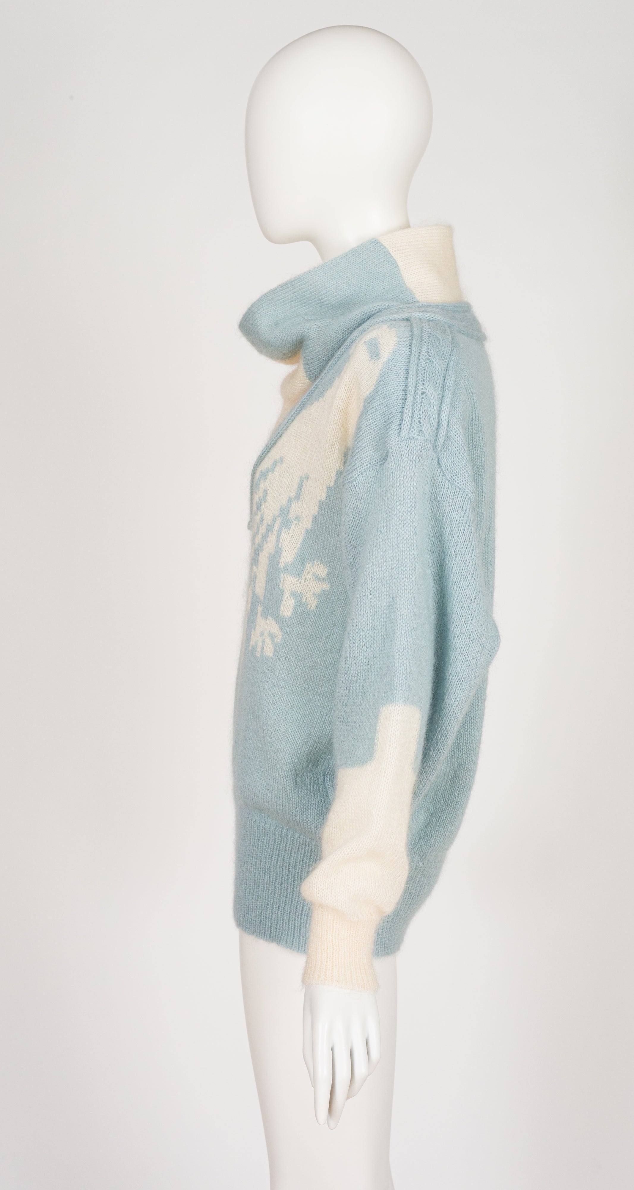 1986-87 F/W Peacock Mohair Intarsia Knit Turtleneck Sweater