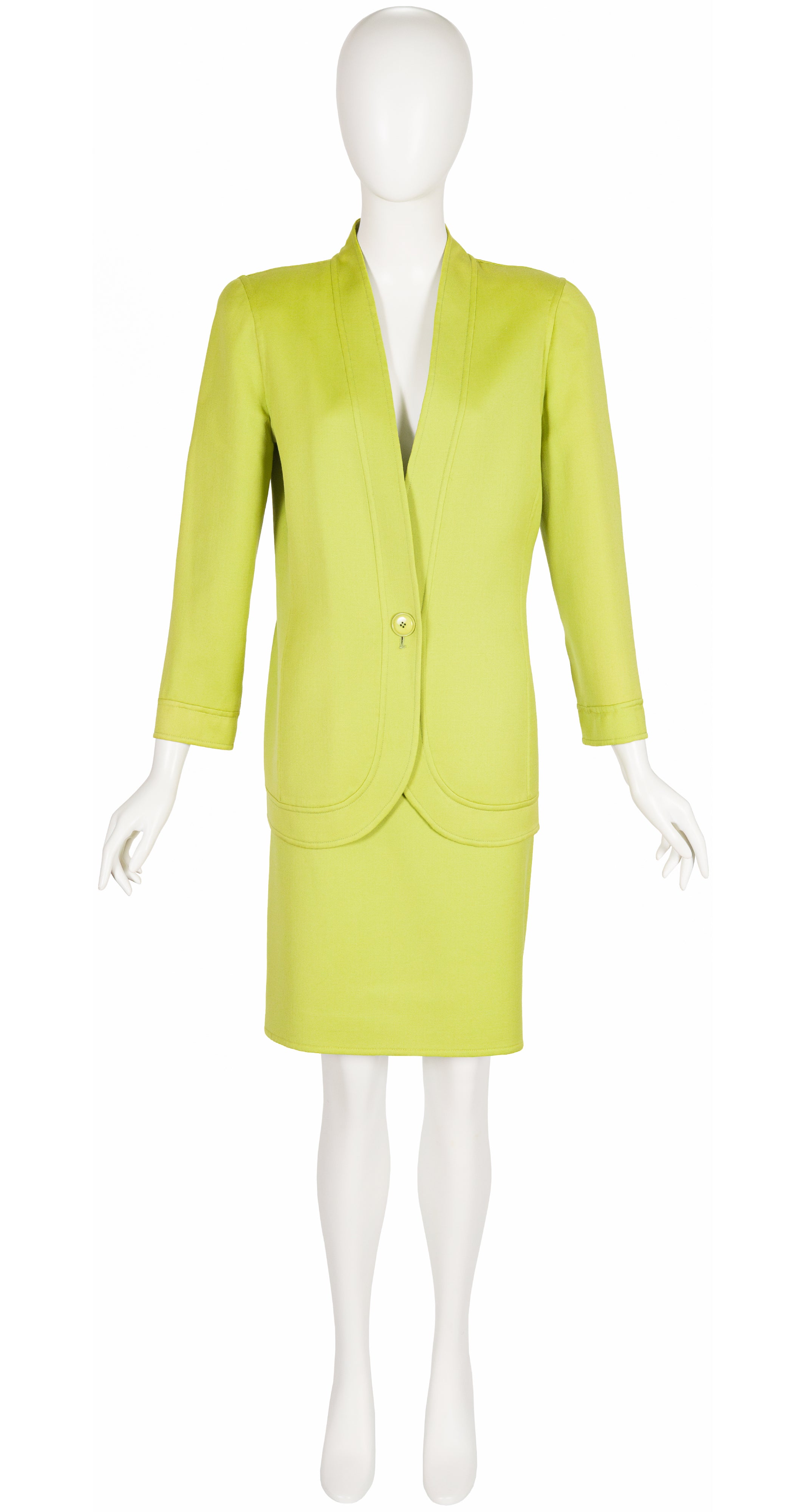 1991 S/S Lime Green Wool Skirt Suit