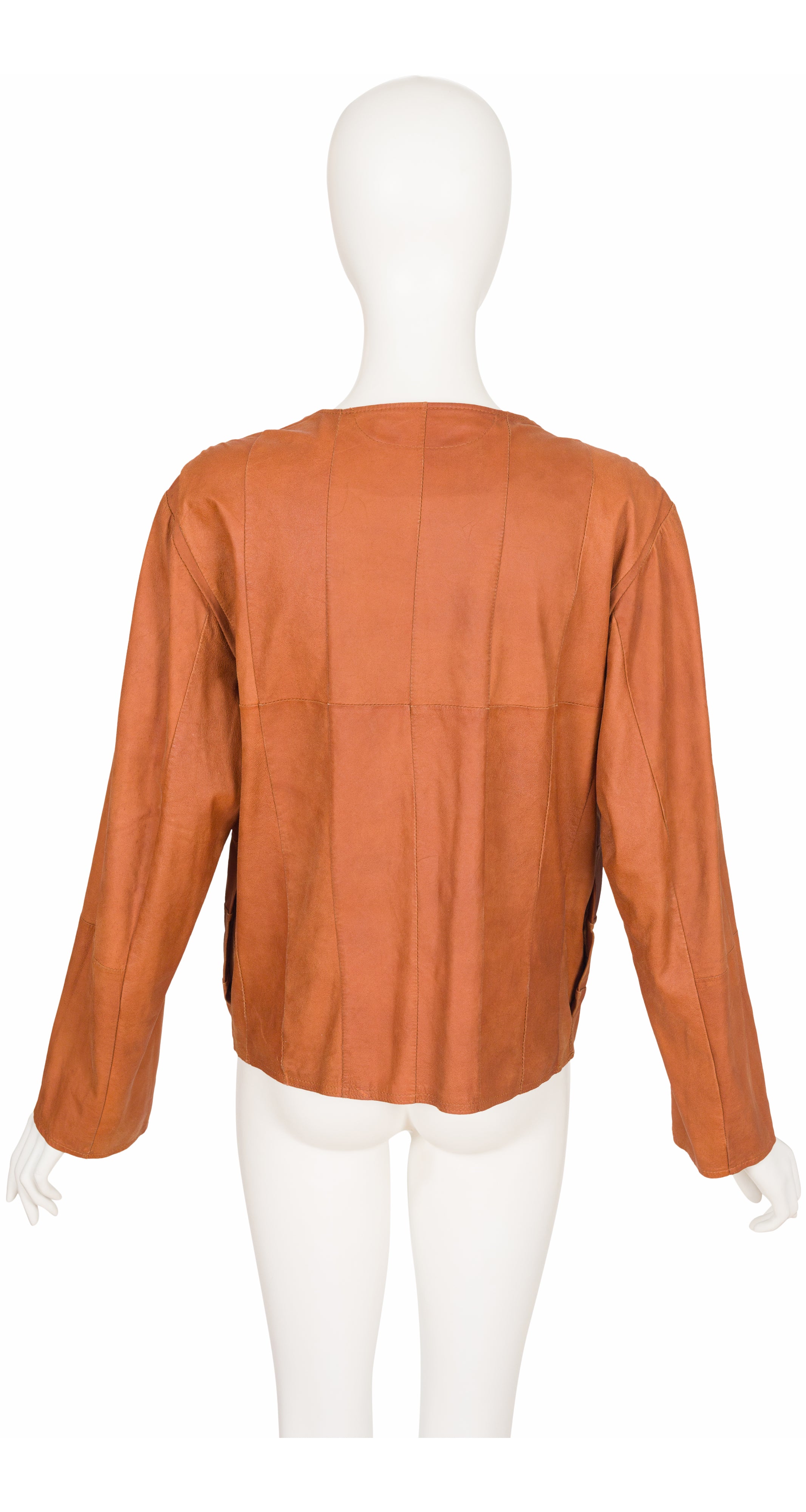 1979 S/S Tan Panel Leather Long Sleeve Top