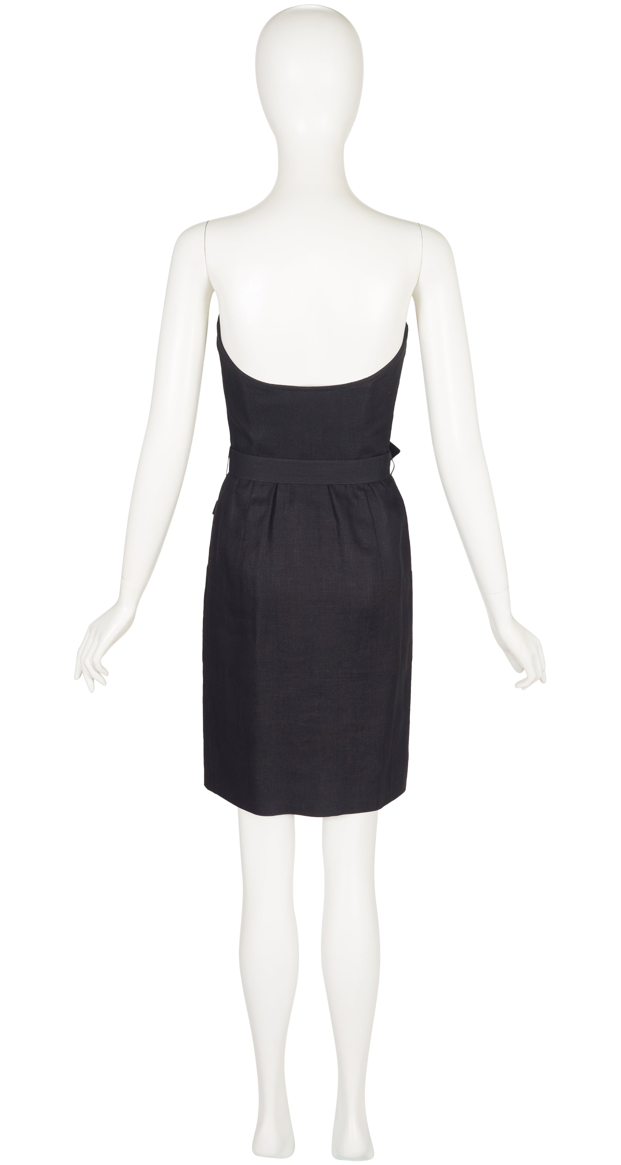 1988 S/S Black Linen Strapless Bustier Dress