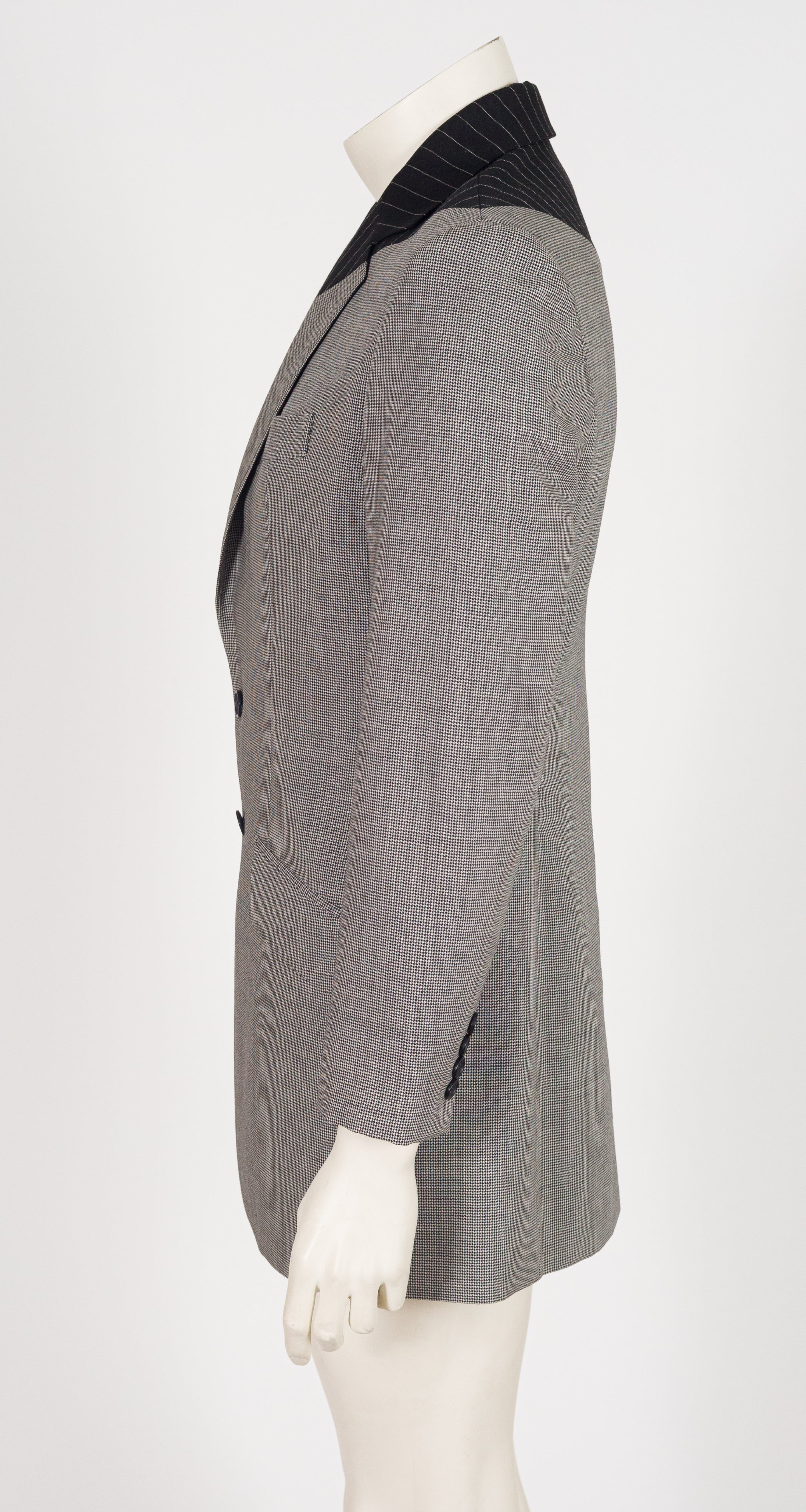 1998 S/S "Untitled" Men's Spliced Pinstripe & Houndstooth Wool Blazer