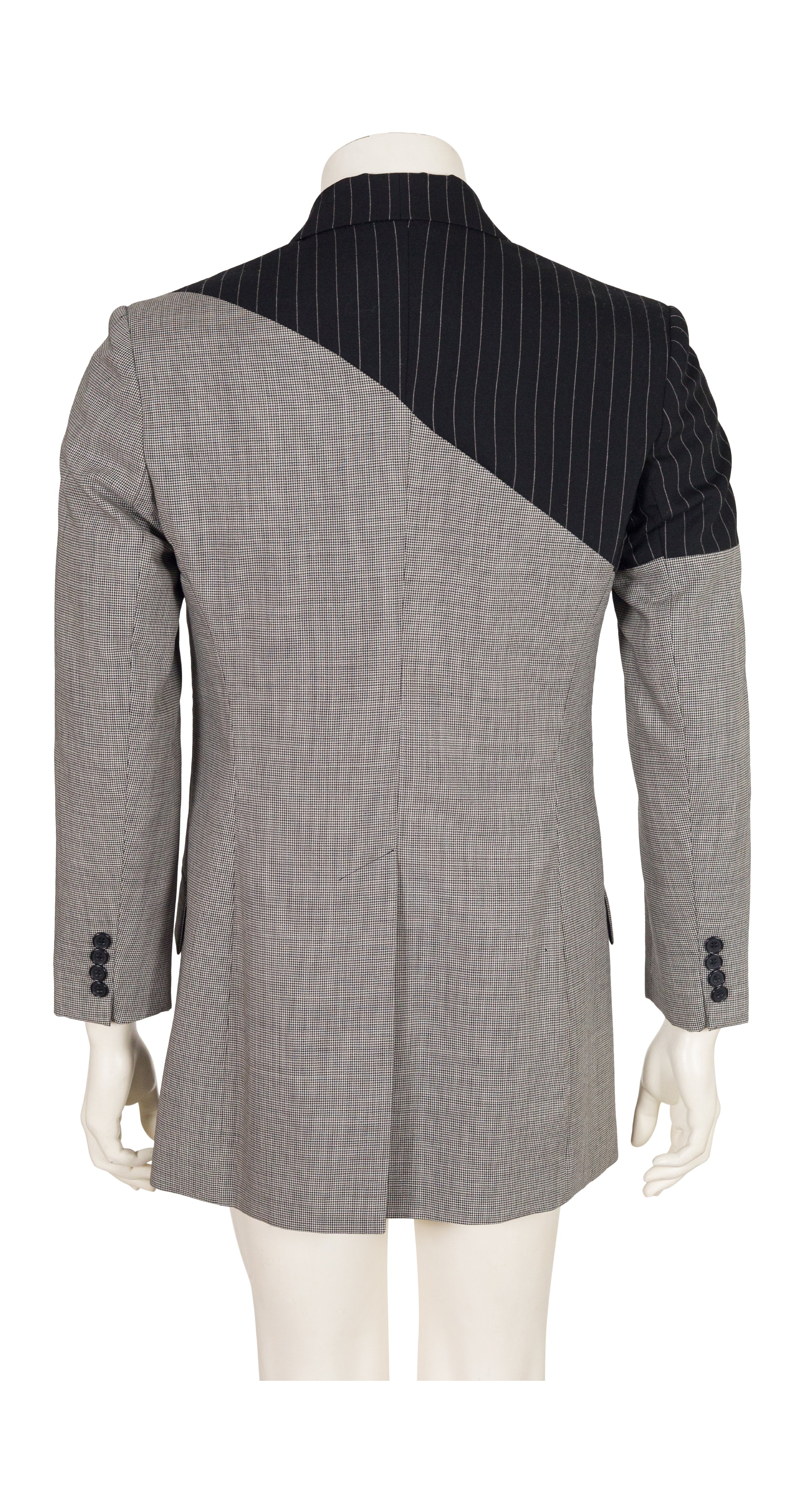 1998 S/S "Untitled" Men's Spliced Pinstripe & Houndstooth Wool Blazer