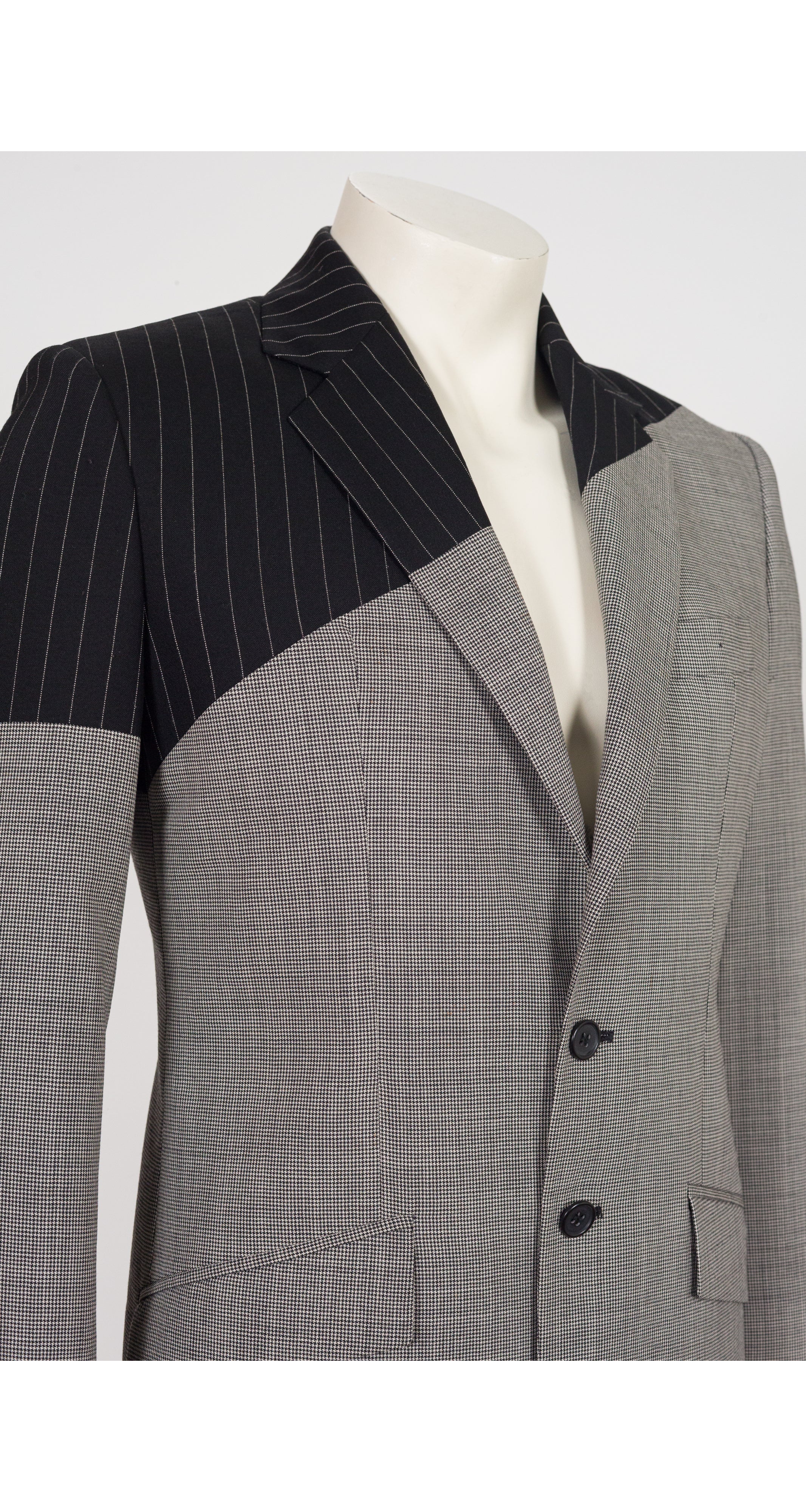 1998 S/S "Untitled" Men's Spliced Pinstripe & Houndstooth Wool Blazer