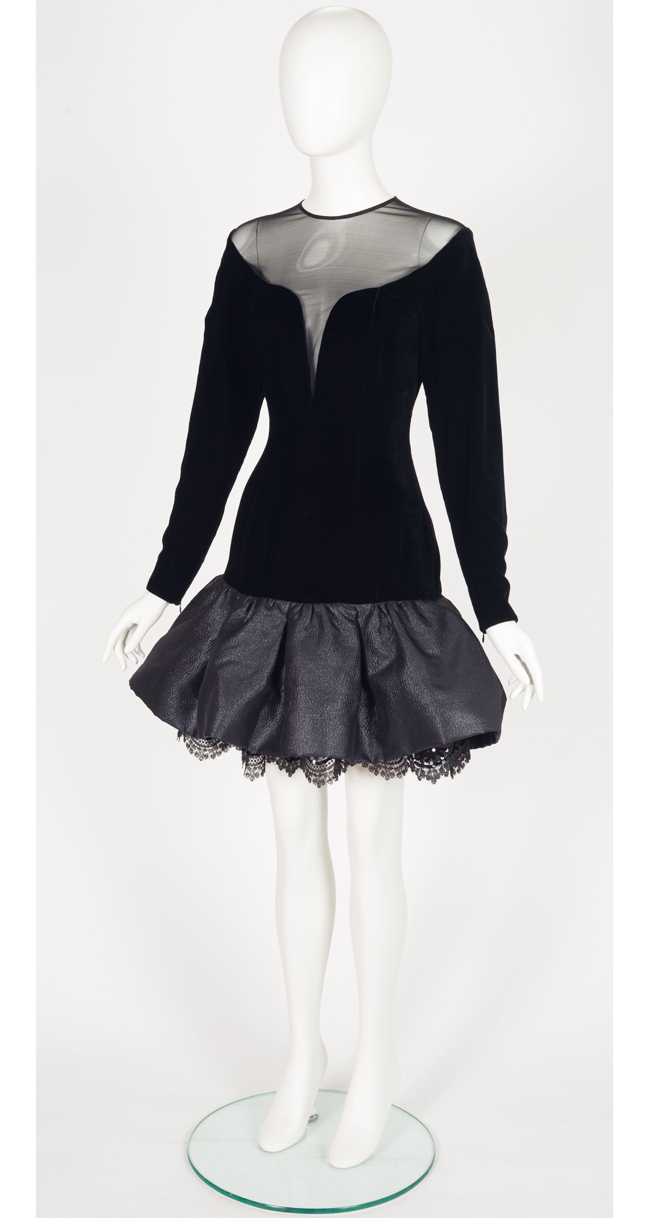 1992-93 F/W Black Velvet Plunge Neck Tutu Dress