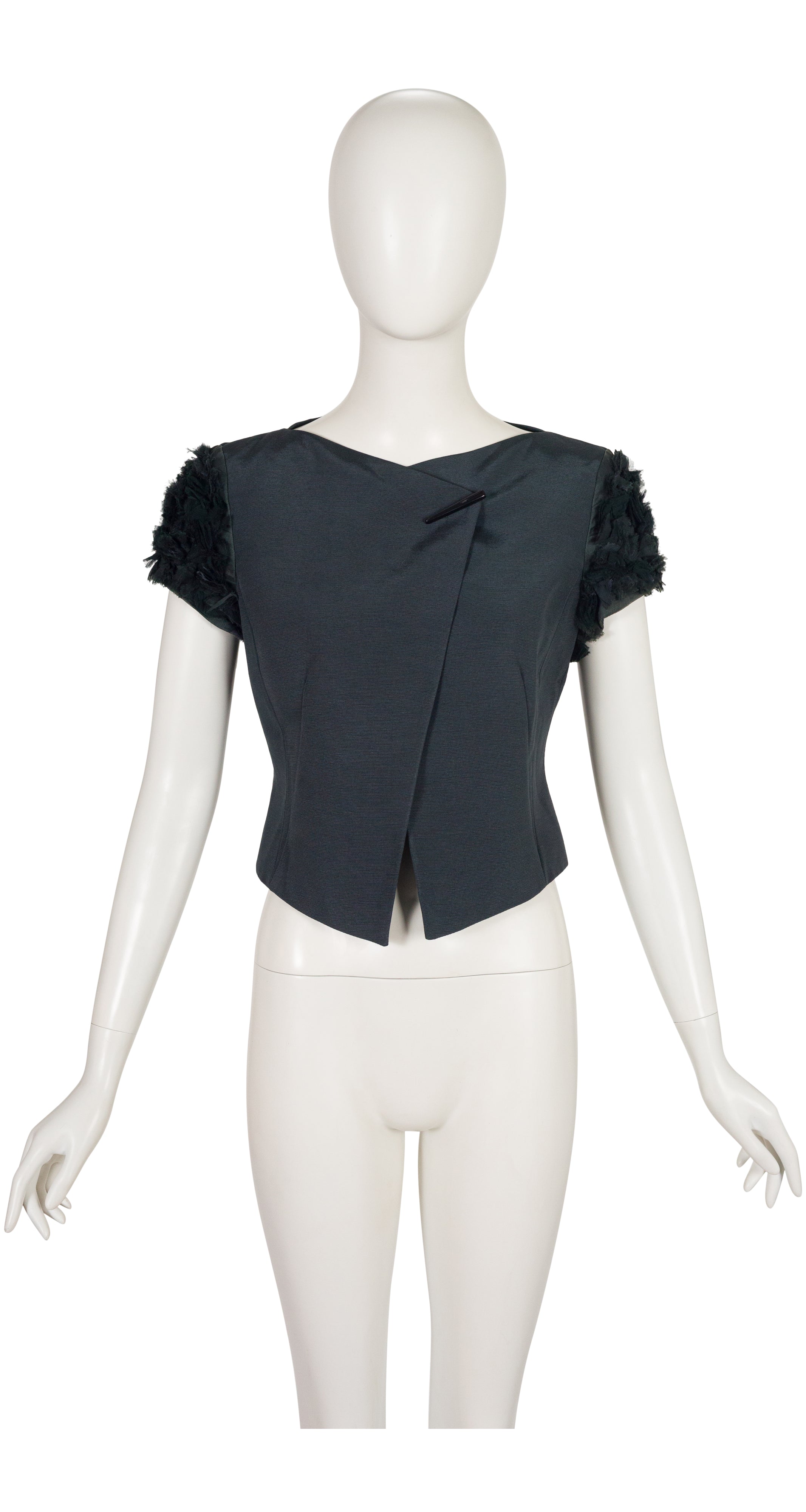 2000-01 F/W NWT Dark Green Faille Petal Sleeve Top