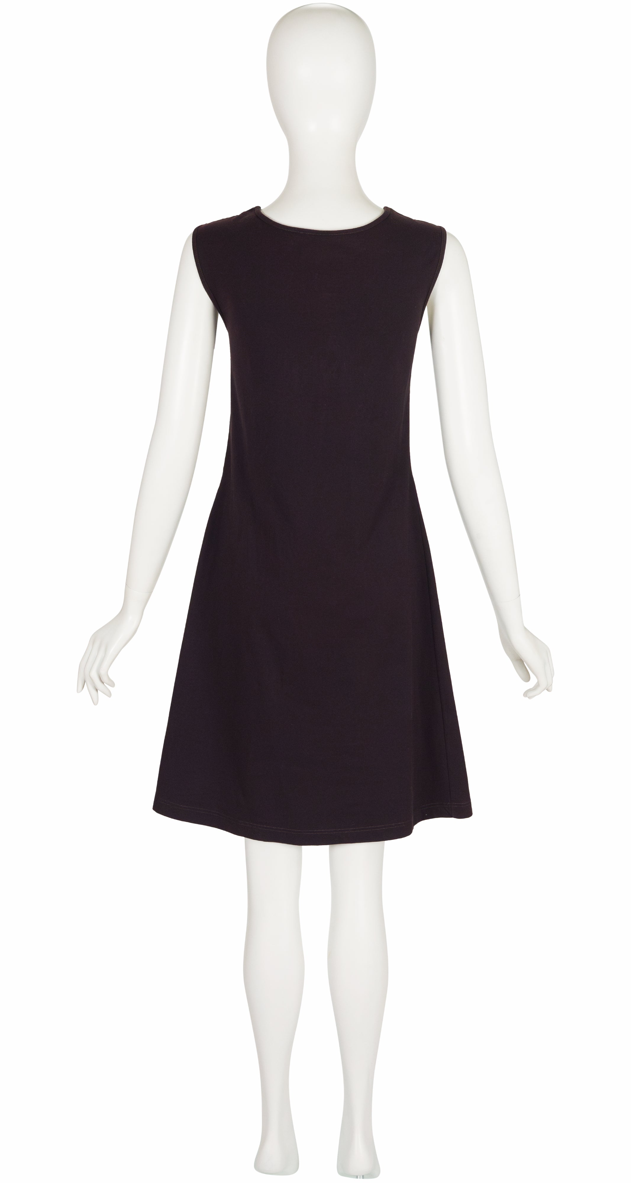 1990s Sheer Logo Inset Black Cotton Jersey Dress