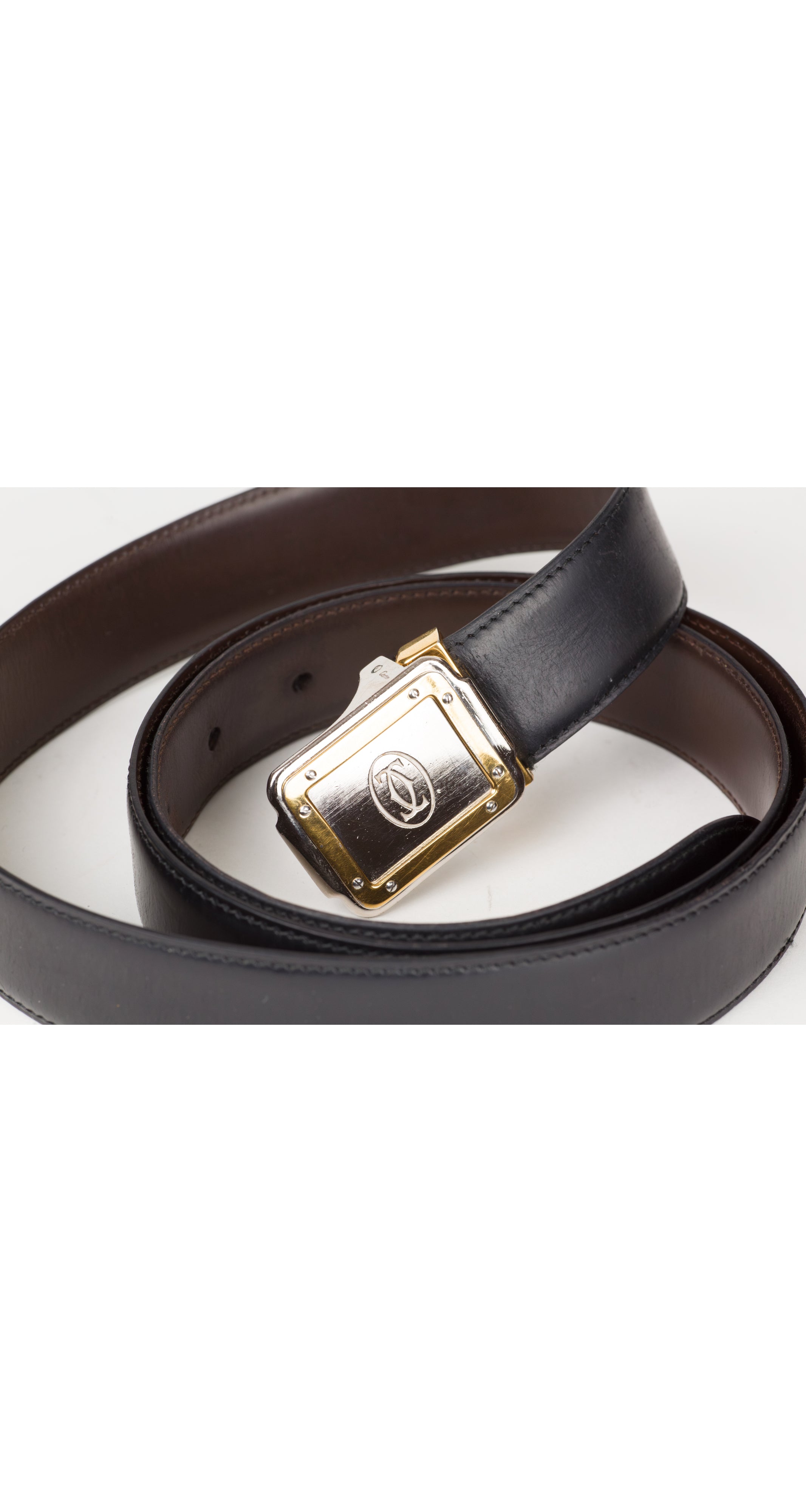 1990s Logo Buckle Black & Brown Reversible Leather Belt