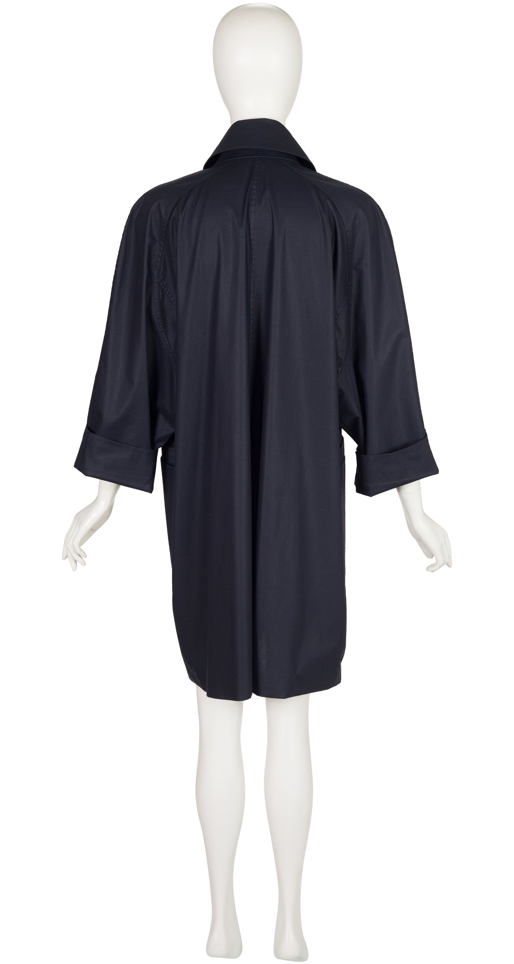 1980s Navy Cotton Box-Cut Trench Coat
