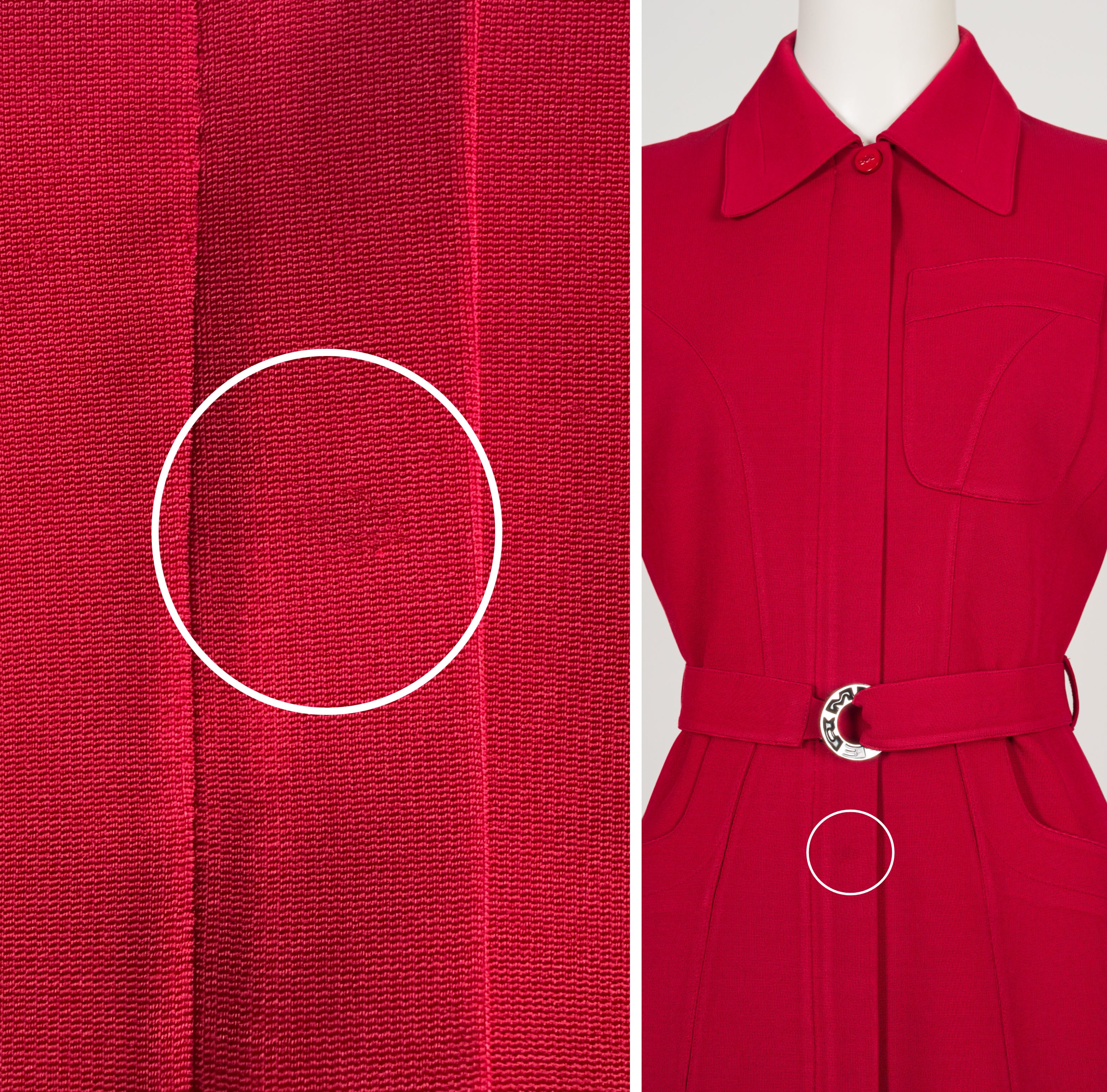 1990s Red Rayon "Mugler"-Buckle Belted Jacket