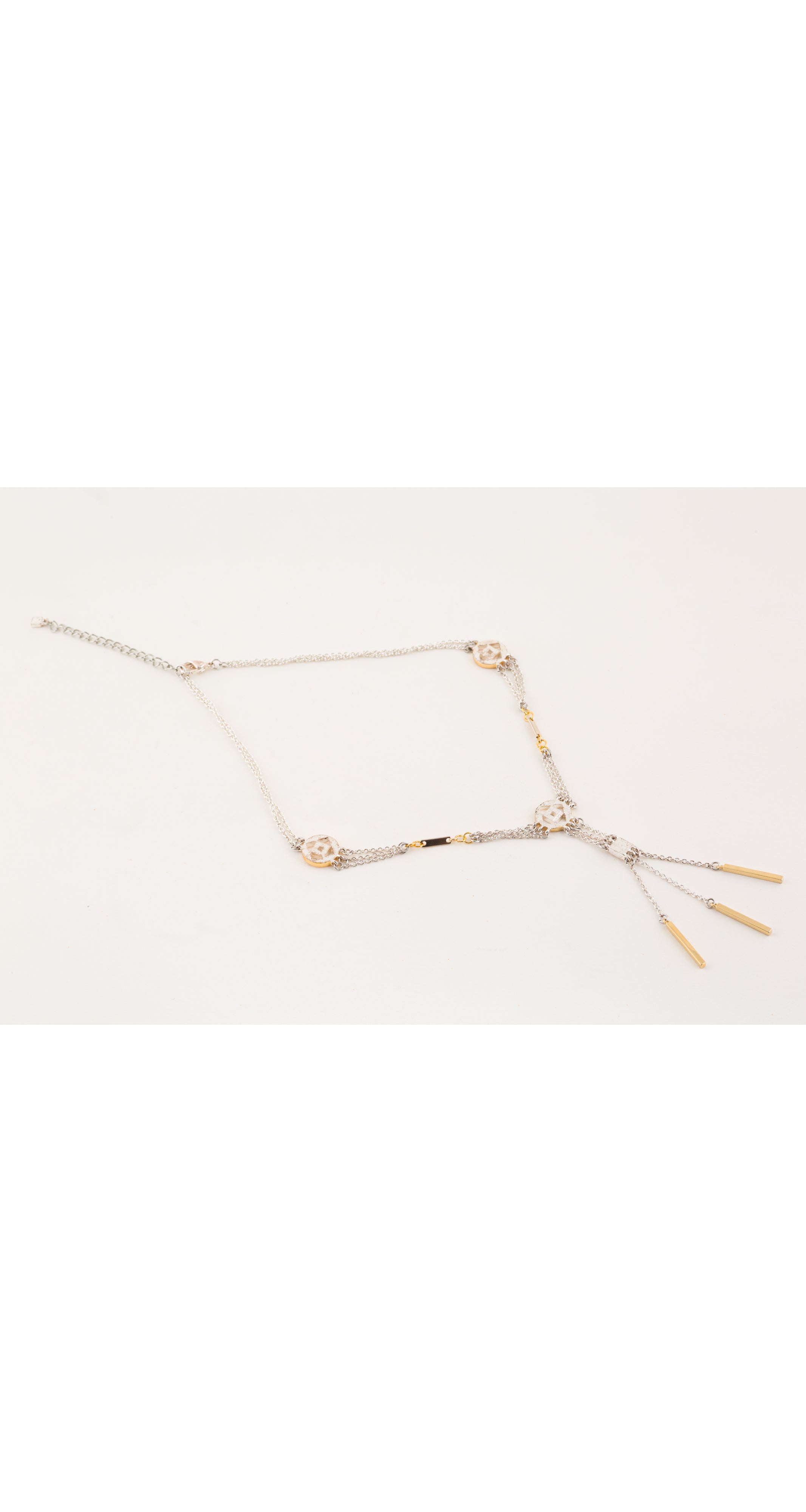 1990s Rhinestone Gold & Silver Dangle Pendant Necklace