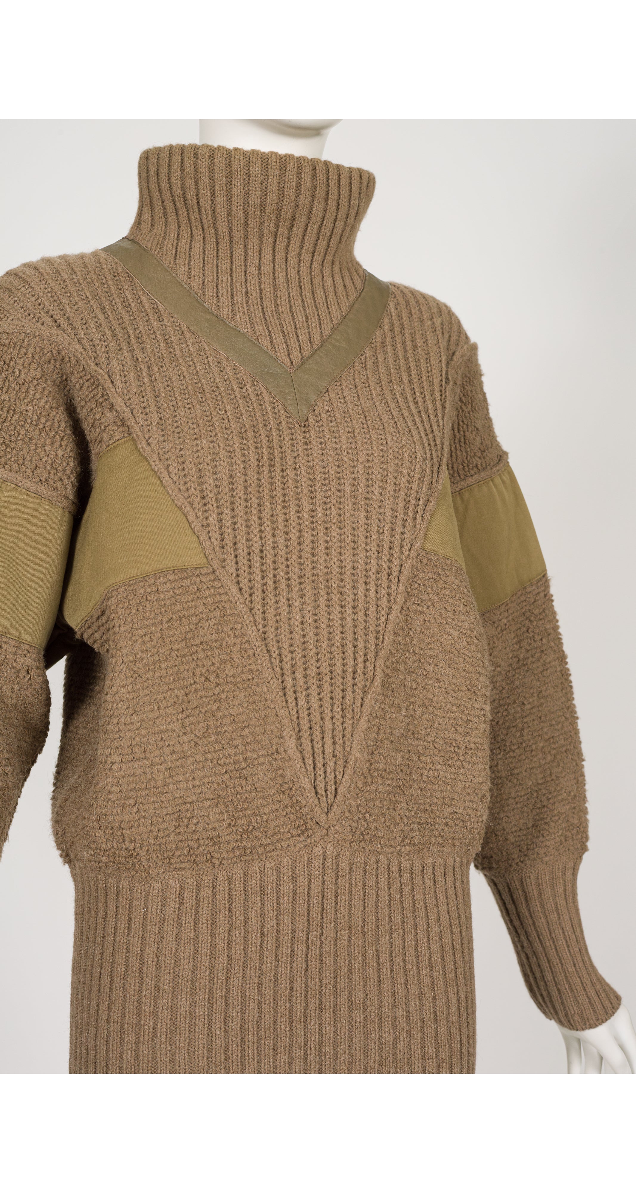 1983-84 F/W Beige Alpaca Knit & Leather Sweater