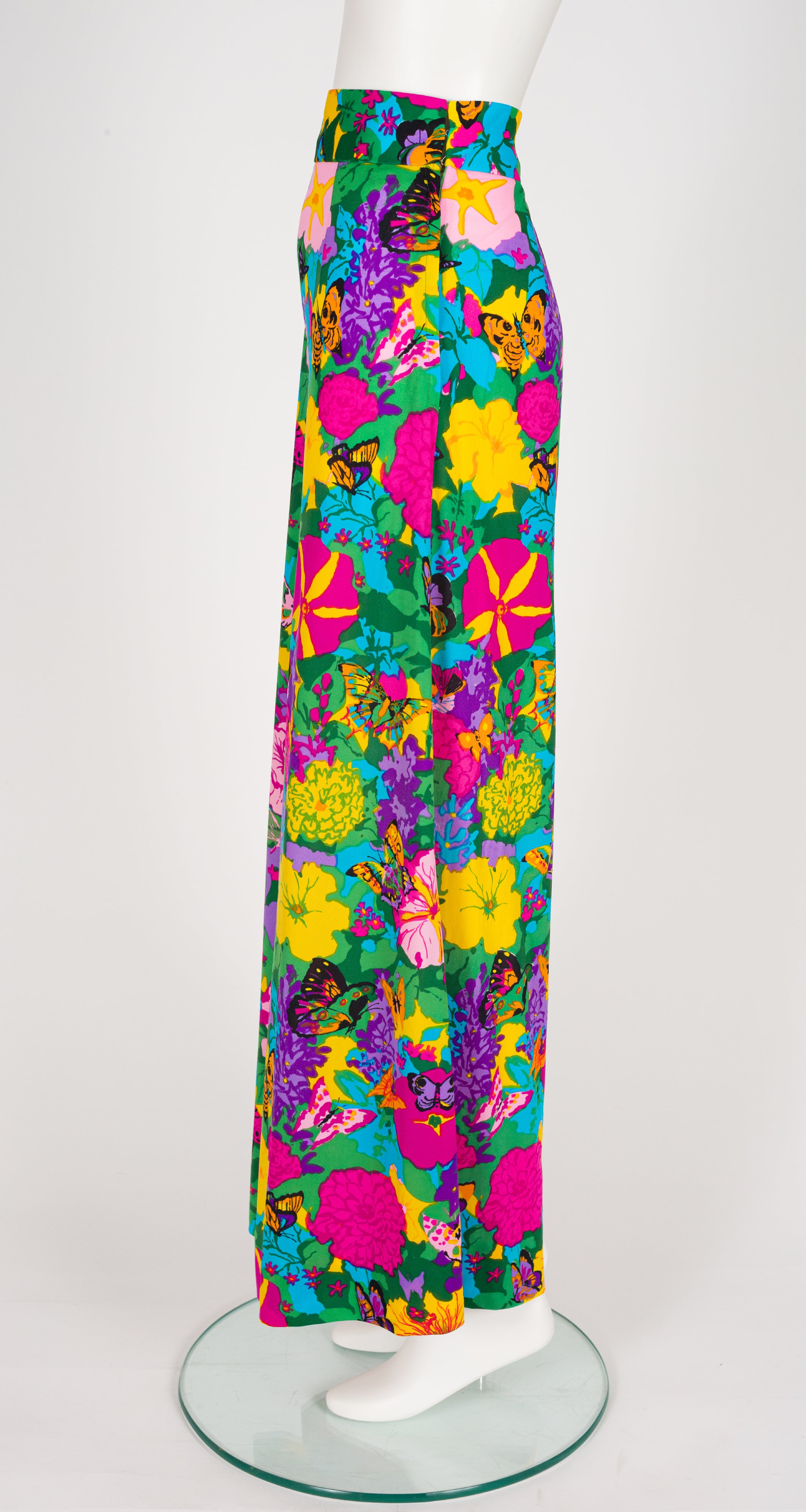 1966 Butterfly Floral Print Jersey Palazzo Pants