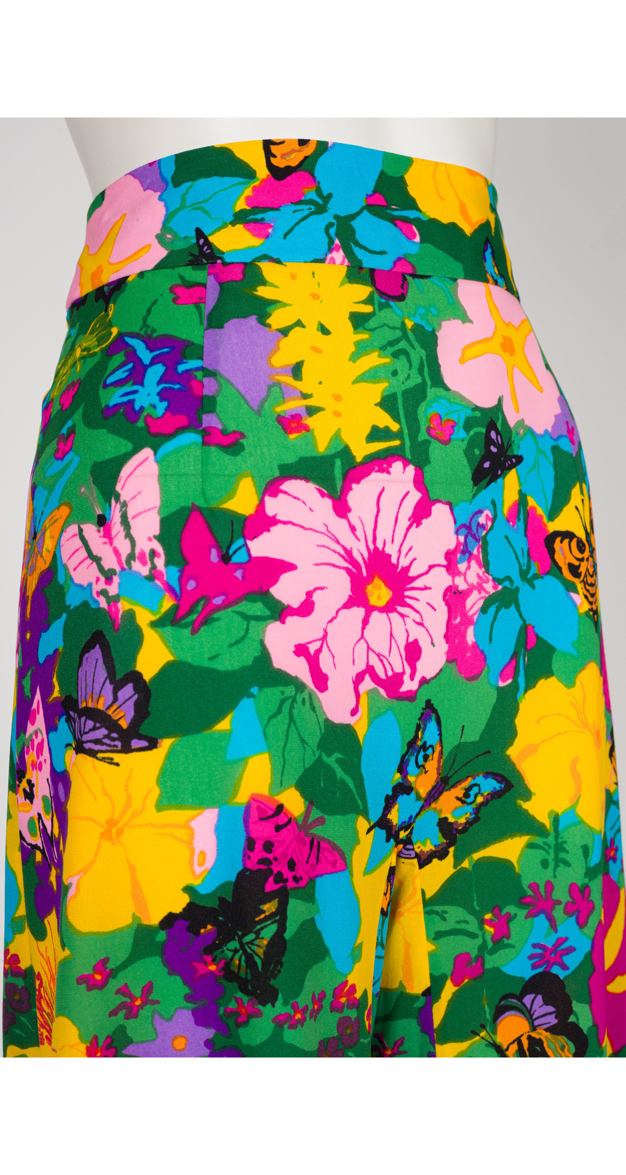 1966 Butterfly Floral Print Jersey Palazzo Pants