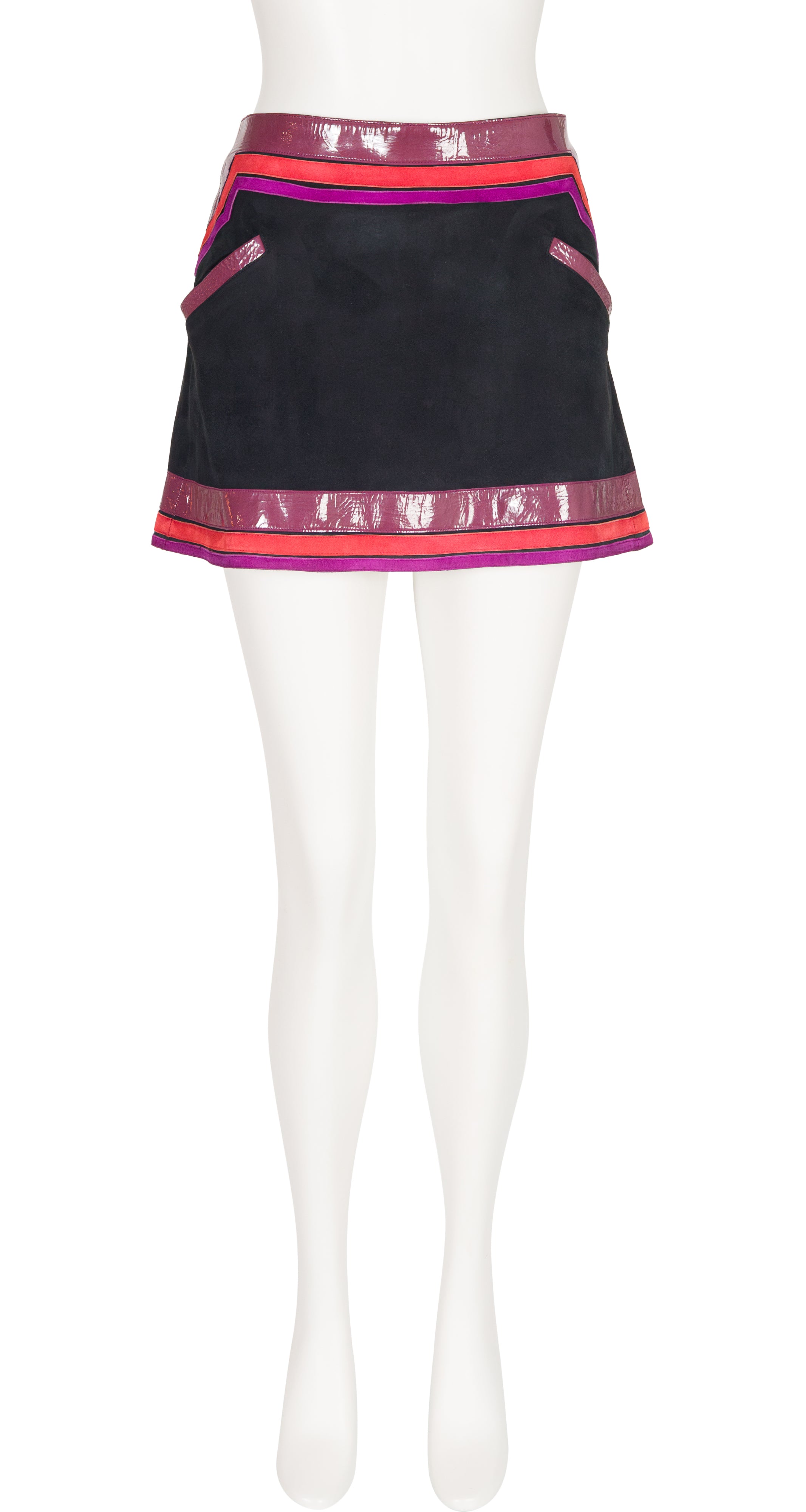 2007 S/S Mod Black Suede & Patent Leather Mini Skirt