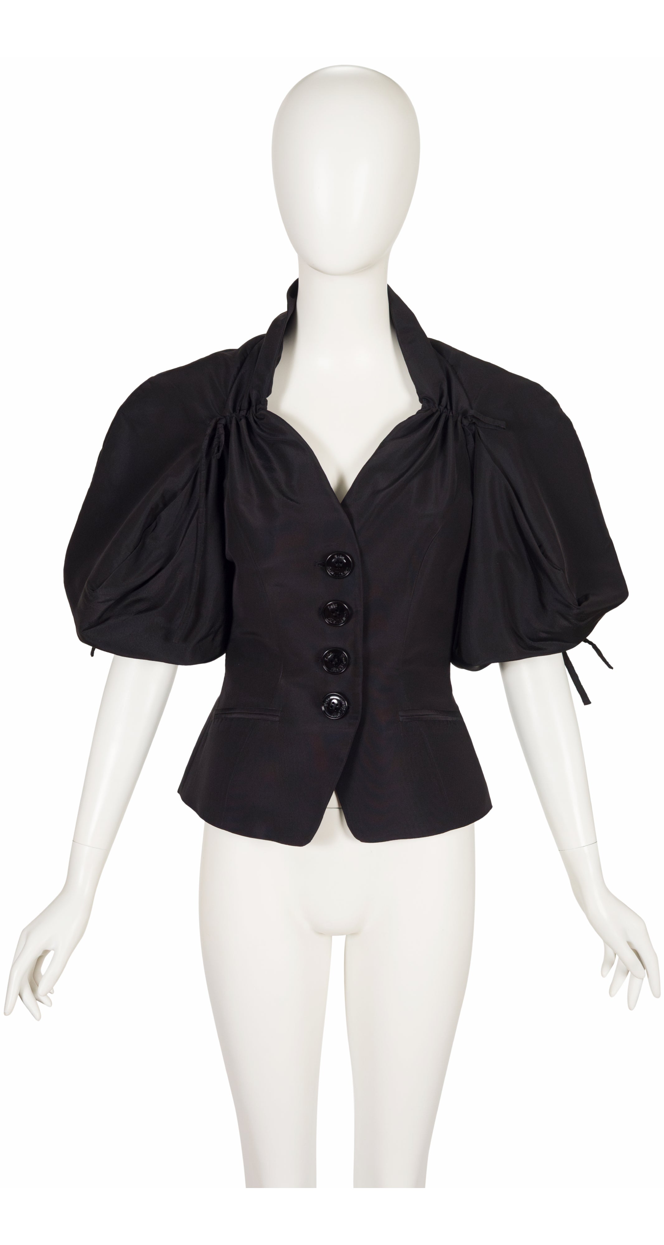 2009 Resort Black Silk Faille Puff Sleeve Jacket