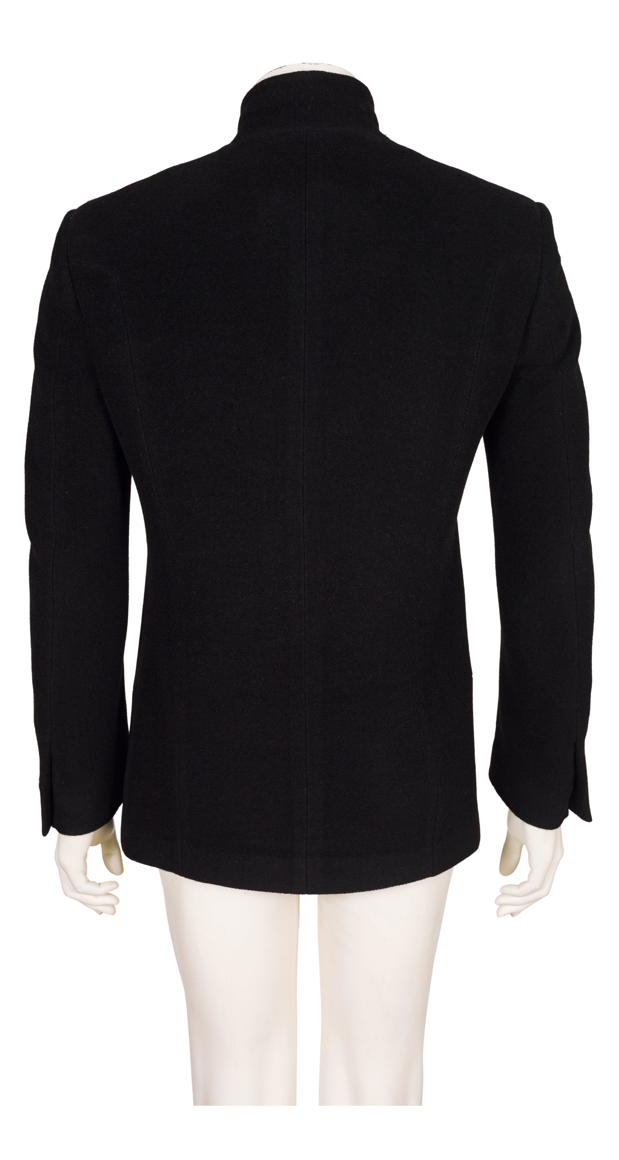 2000s Men's Black Alpaca Wool Stand-Up Collar Jacket