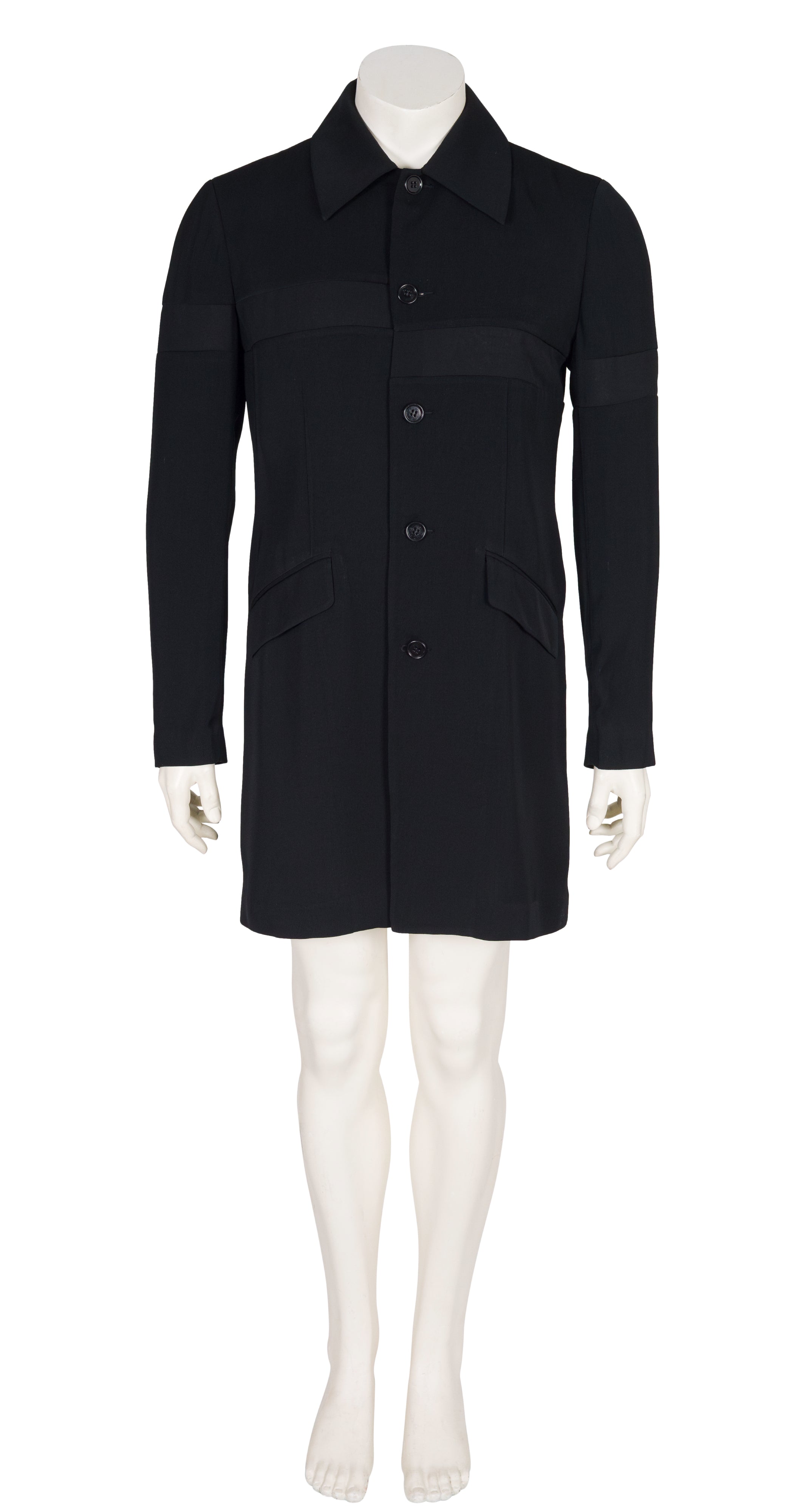 1980s Men's Black Viscose Gabardine Long Jacket