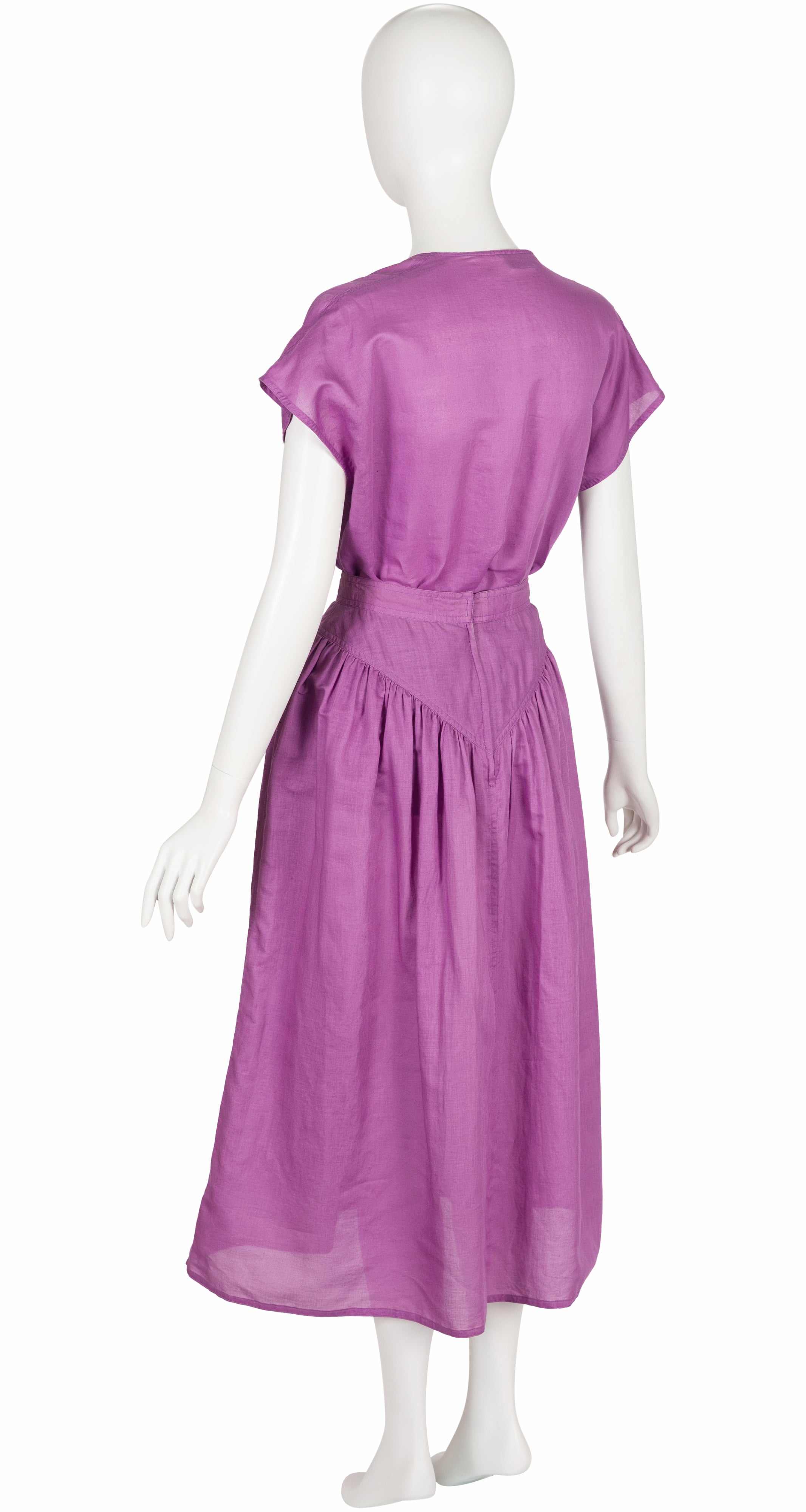 1980s Mauve Cotton Basque Waist Three-Piece Outfit
