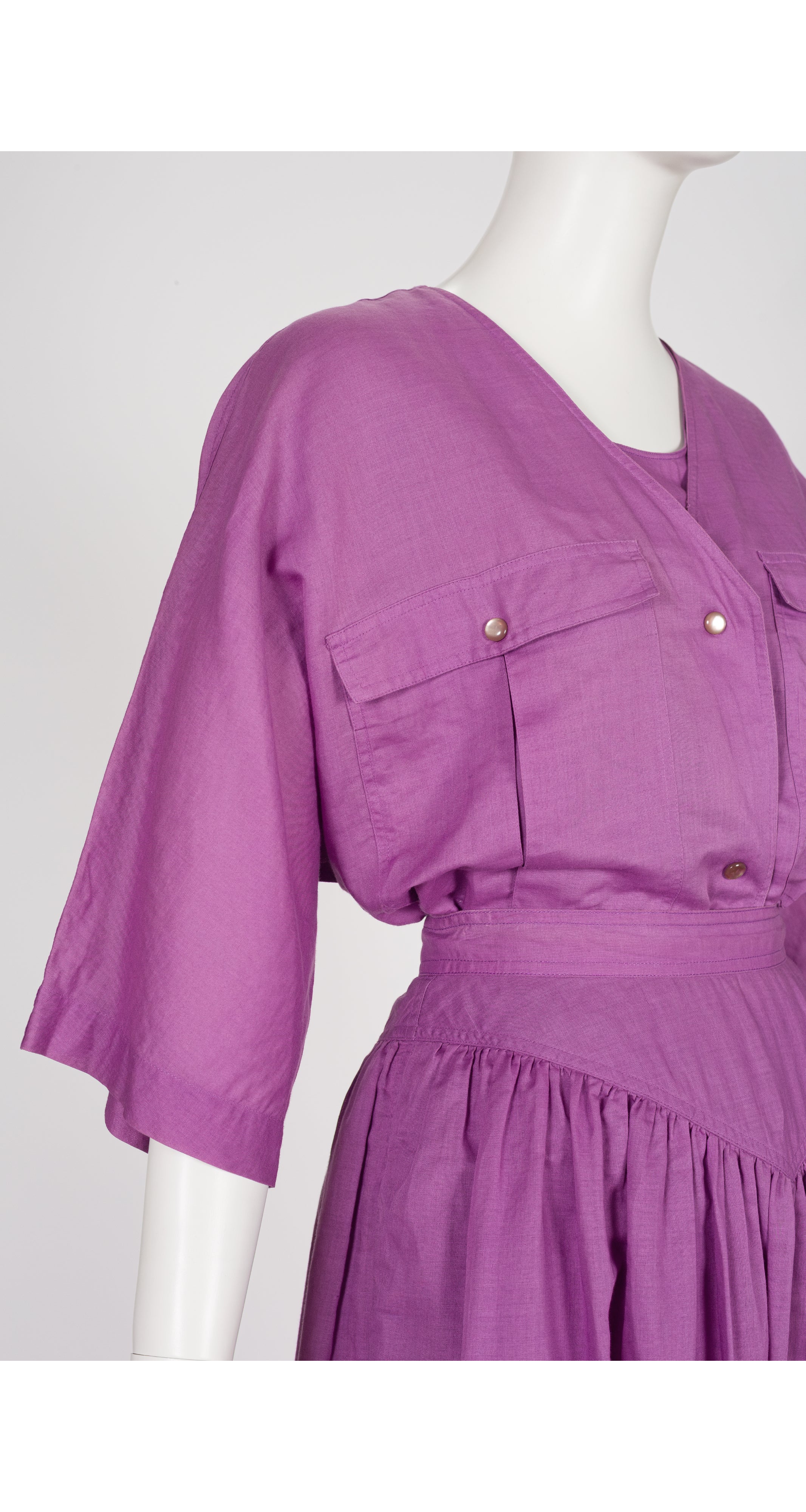 1980s Mauve Cotton Basque Waist Three-Piece Outfit