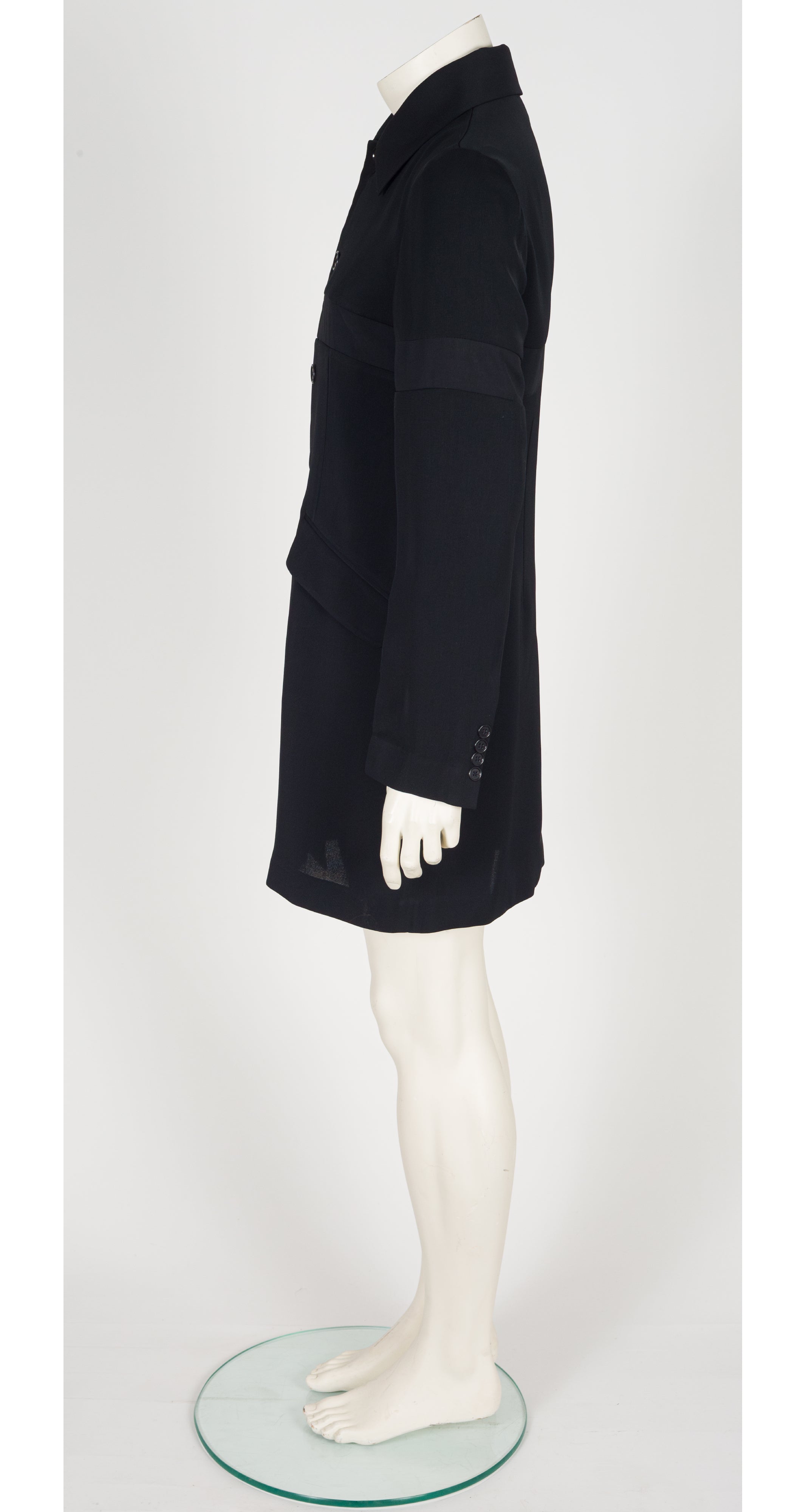 1980s Men's Black Viscose Gabardine Long Jacket