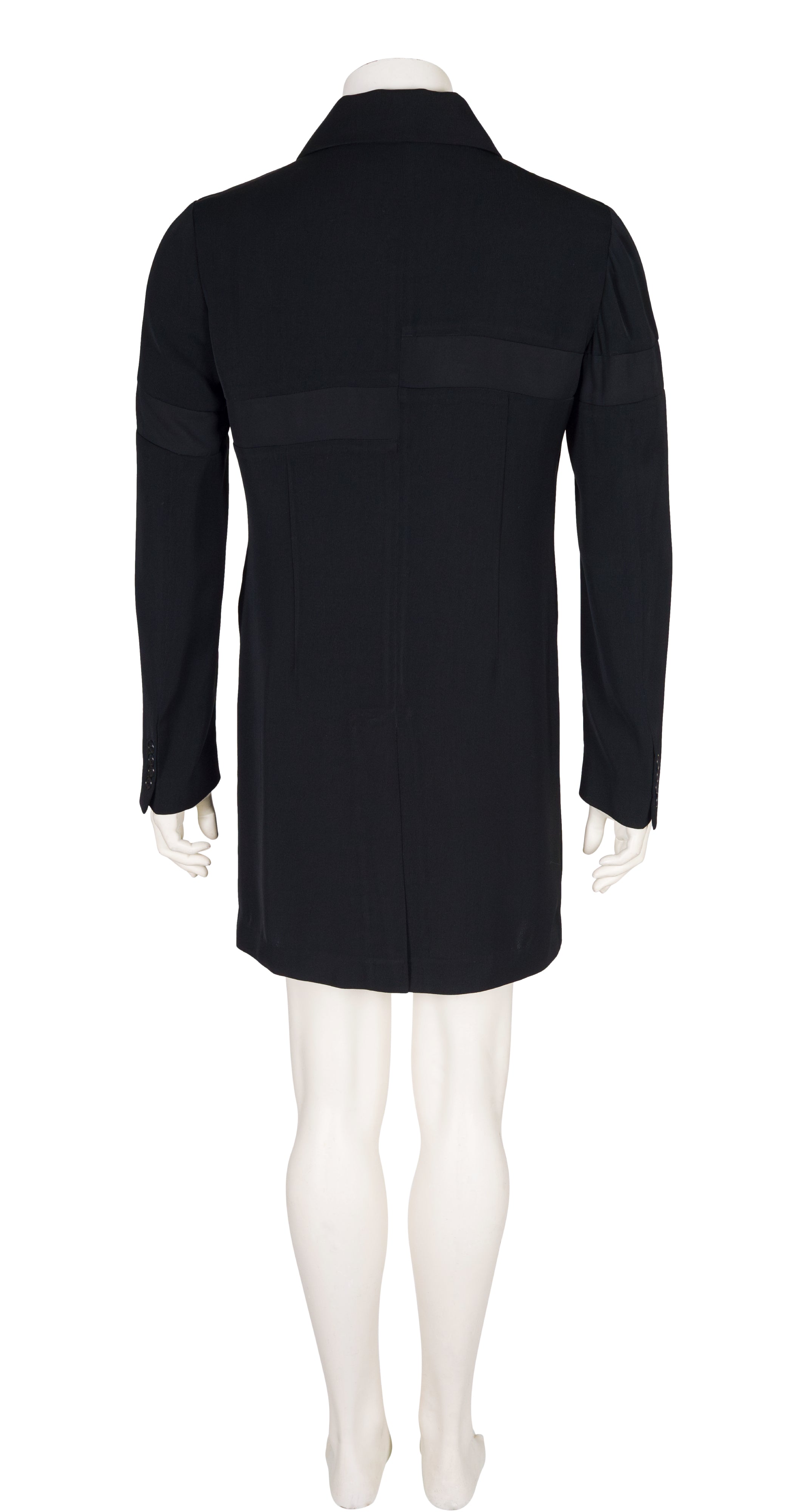 1980s Men's Black Viscose Gabardine Long Jacket