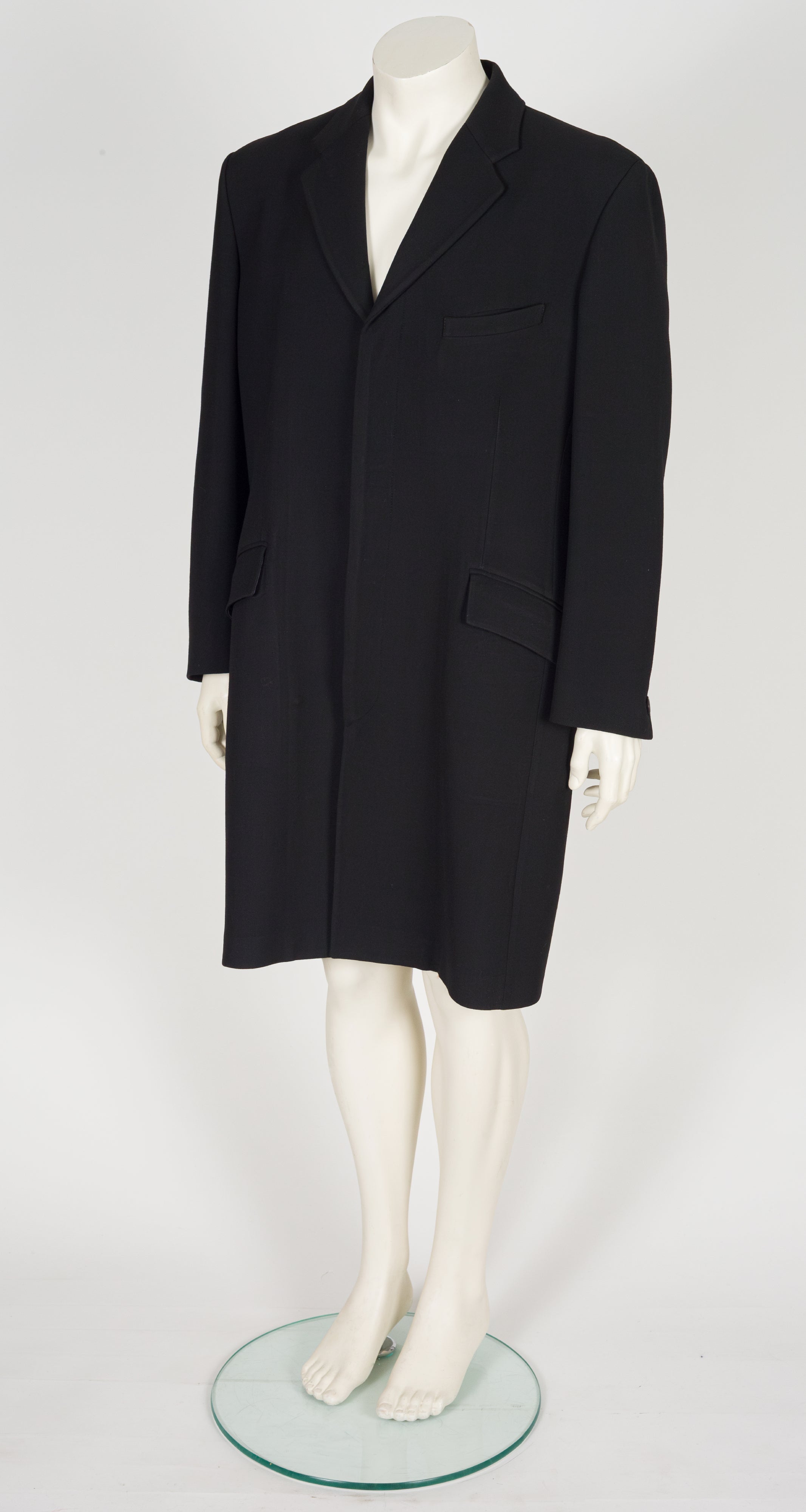 1990s Men's Black Collared Overcoat