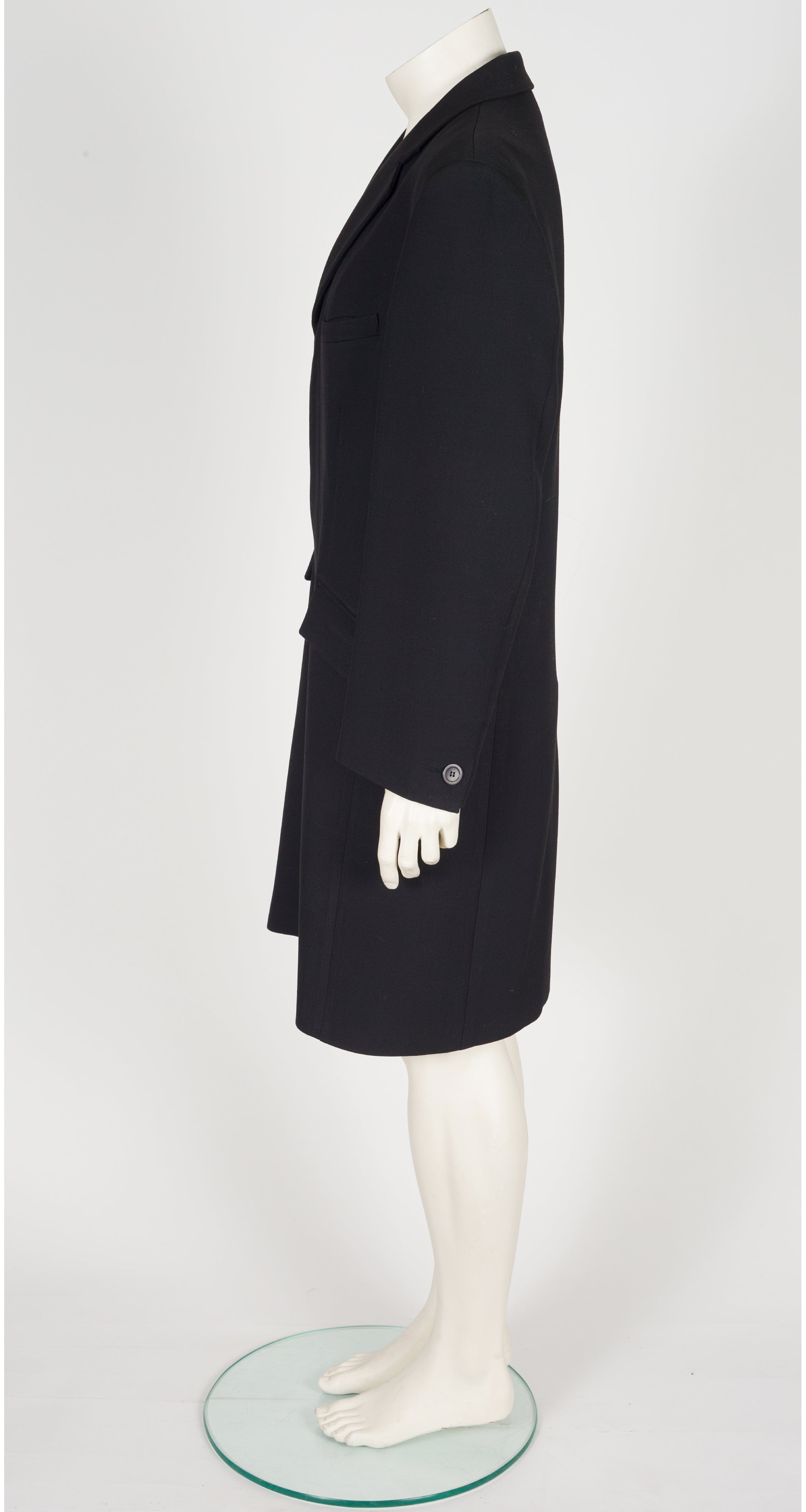 1990s Men's Black Collared Overcoat