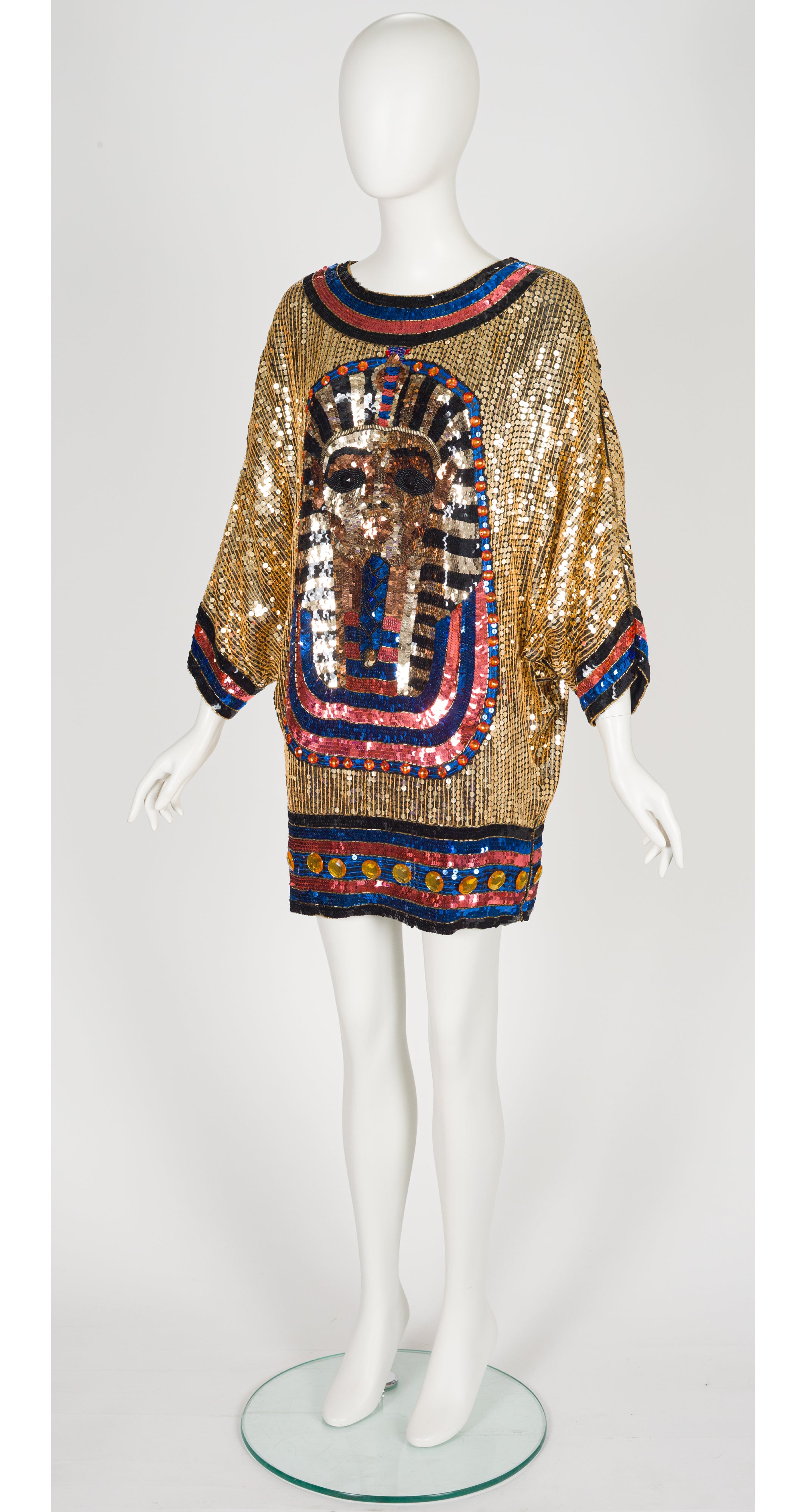1980s King Tut Gold Sequin Dolman Sleeve Tunic