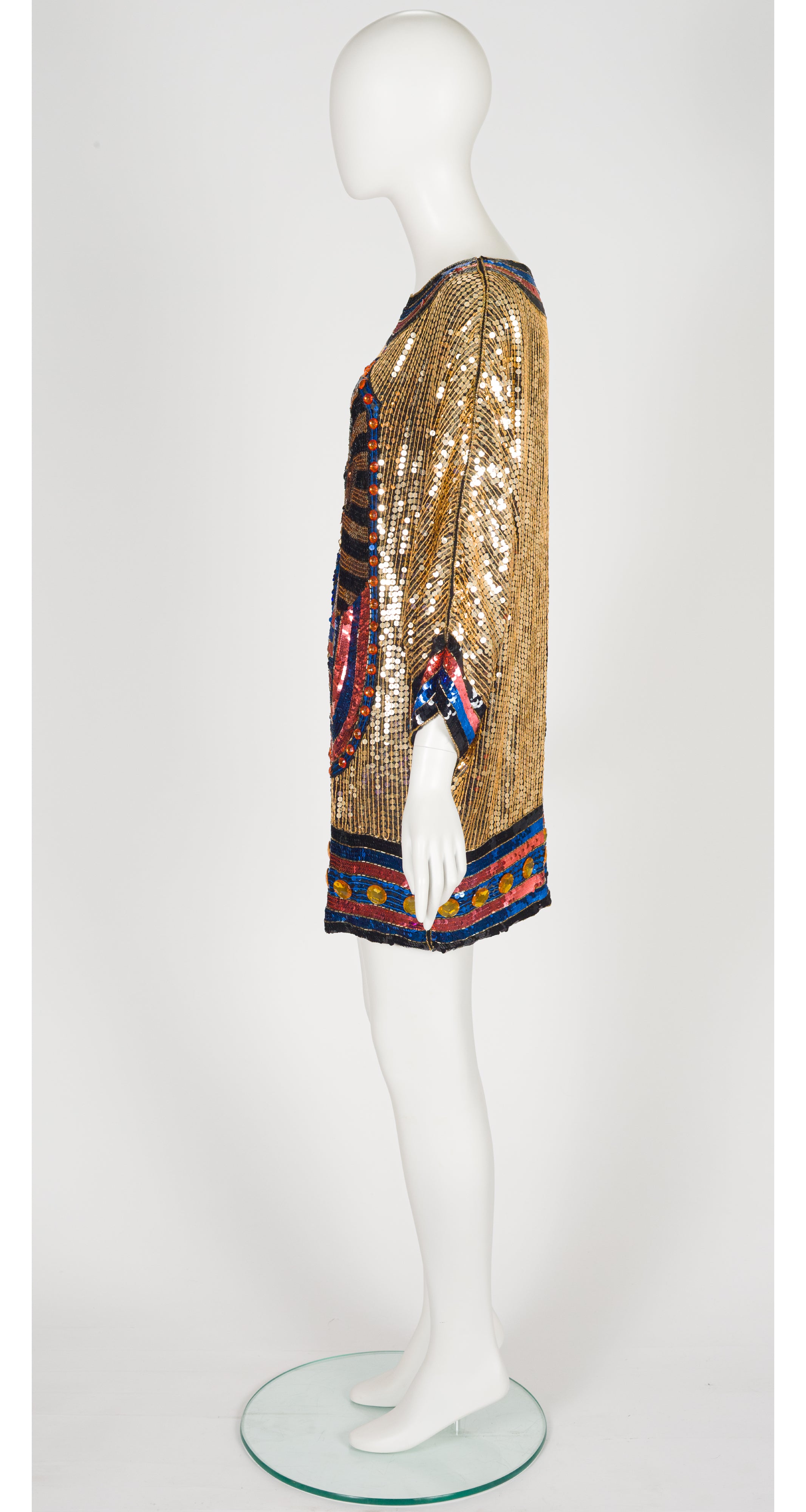 1980s King Tut Gold Sequin Dolman Sleeve Tunic
