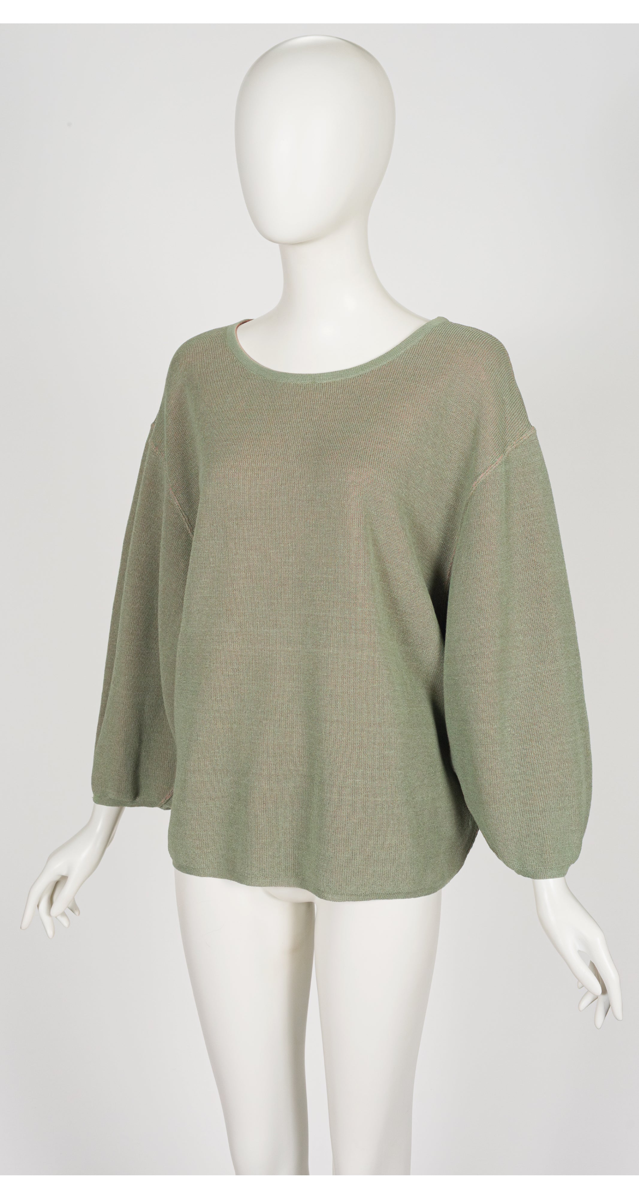 1985 S/S Sage Linen Knit Slouchy Sweater