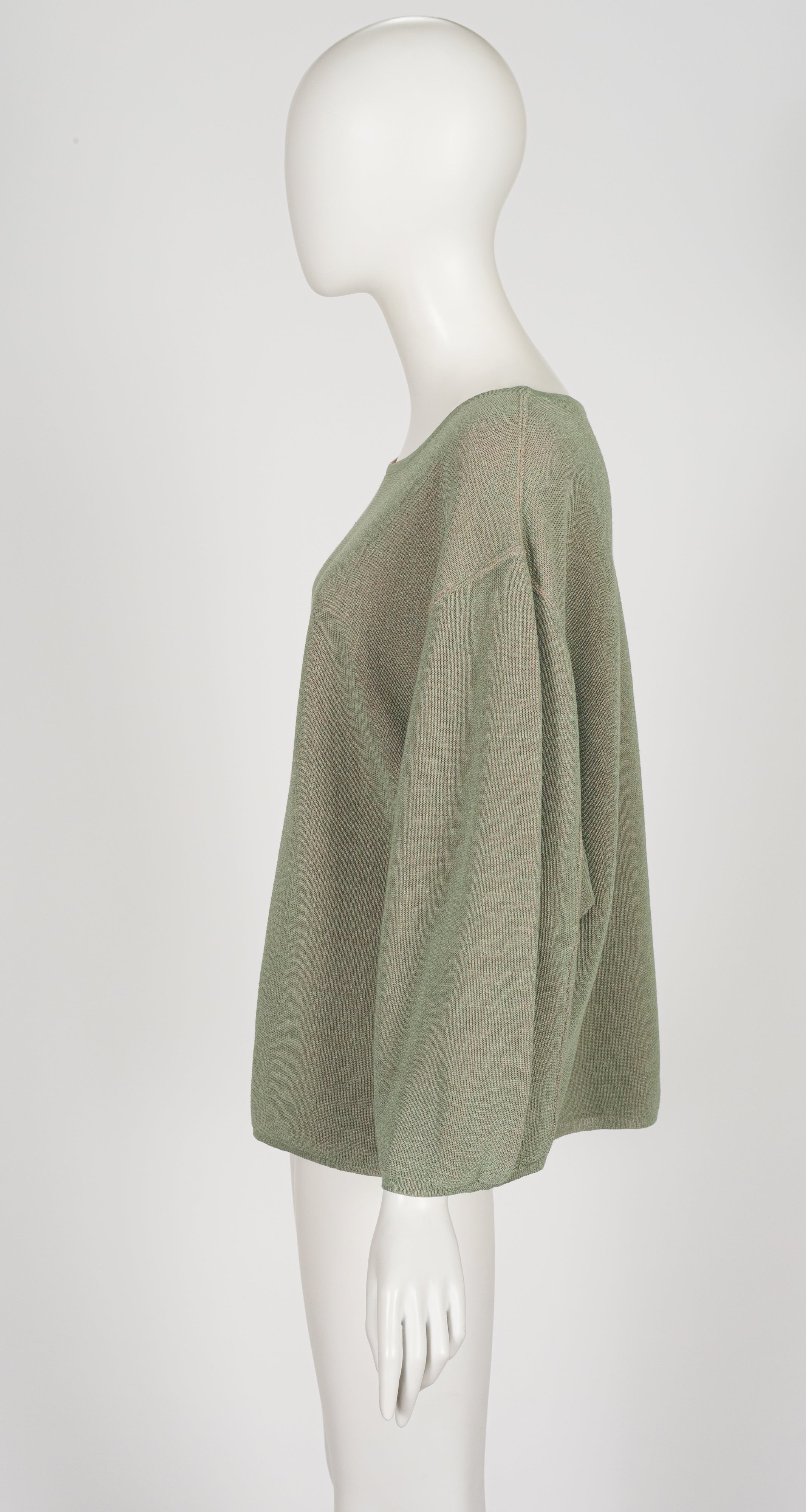 1985 S/S Sage Linen Knit Slouchy Sweater