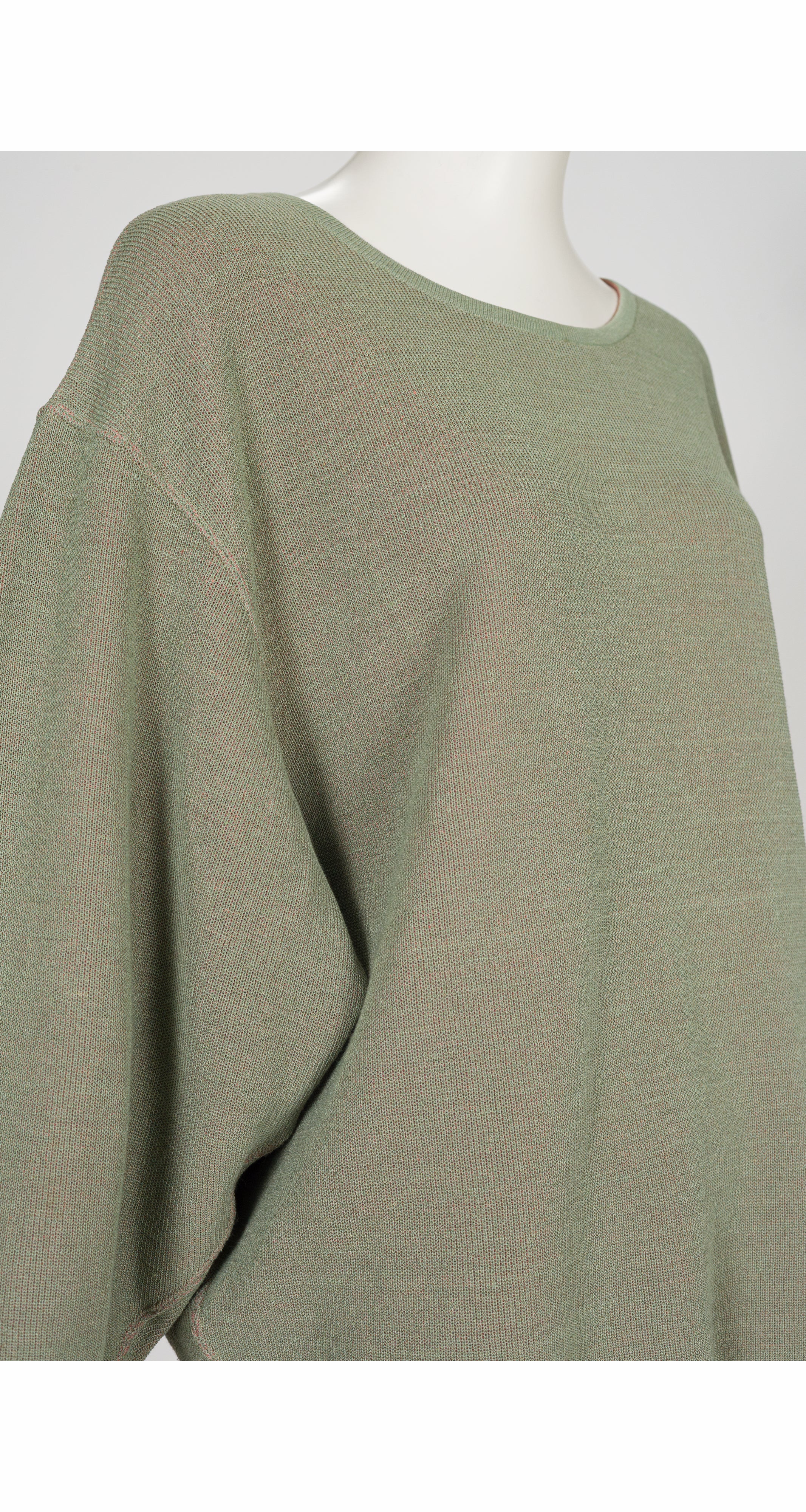 1985 S/S Sage Linen Knit Slouchy Sweater