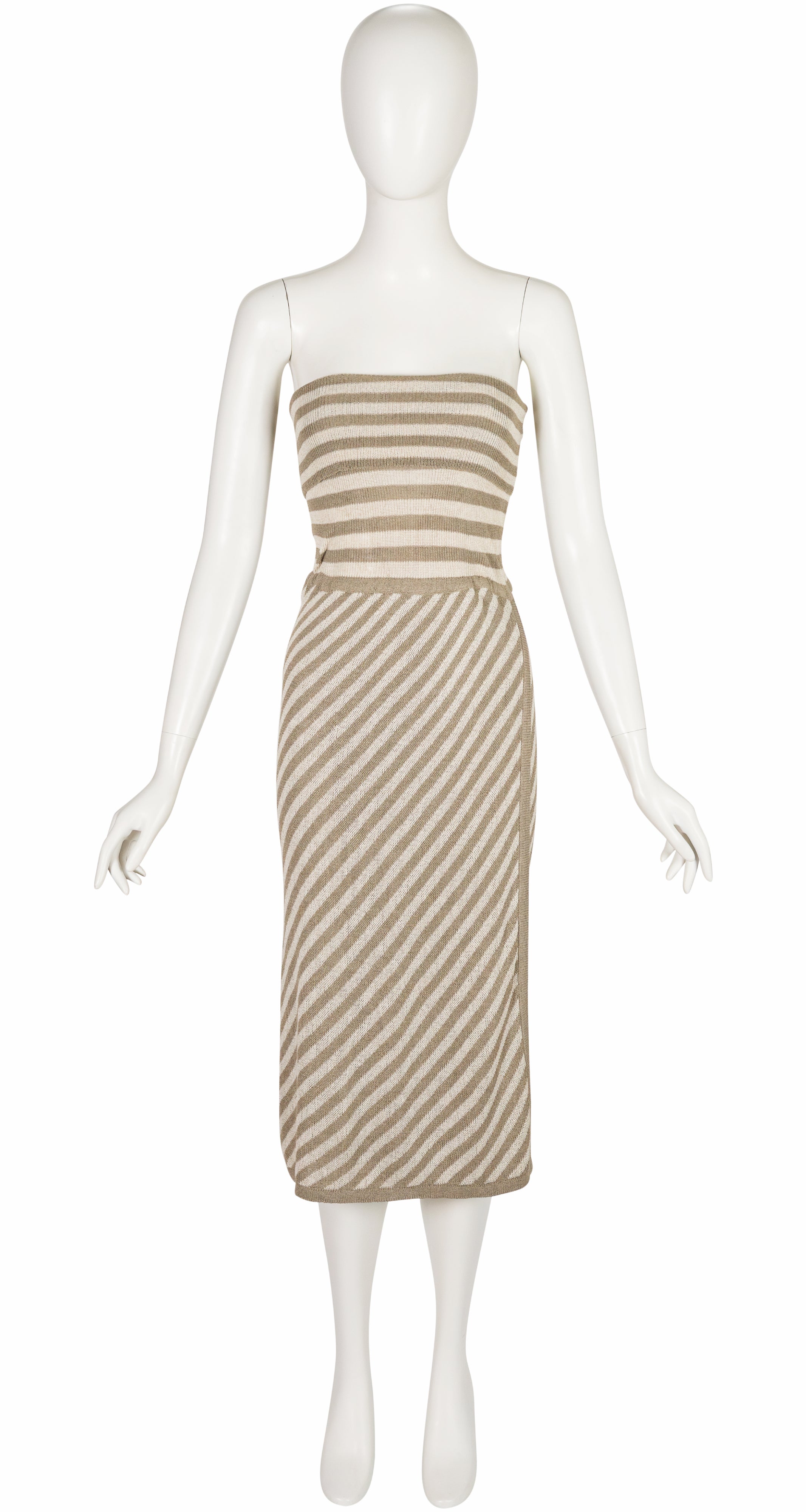 1984 S/S Striped Linen Knit Convertible Tube Dress