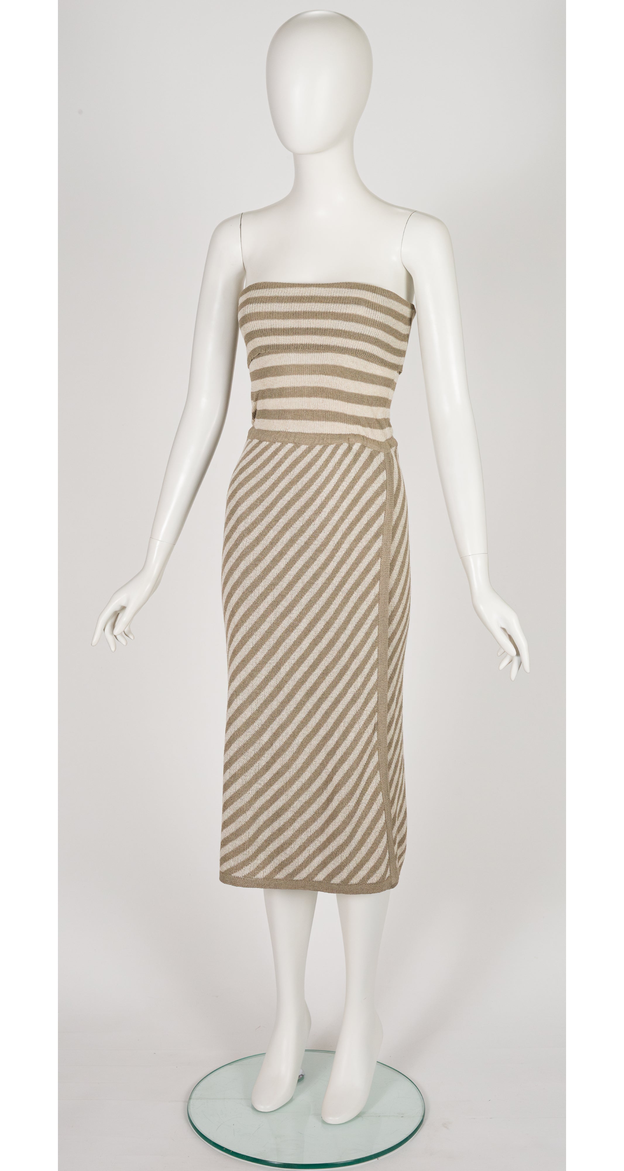 1984 S/S Striped Linen Knit Convertible Tube Dress