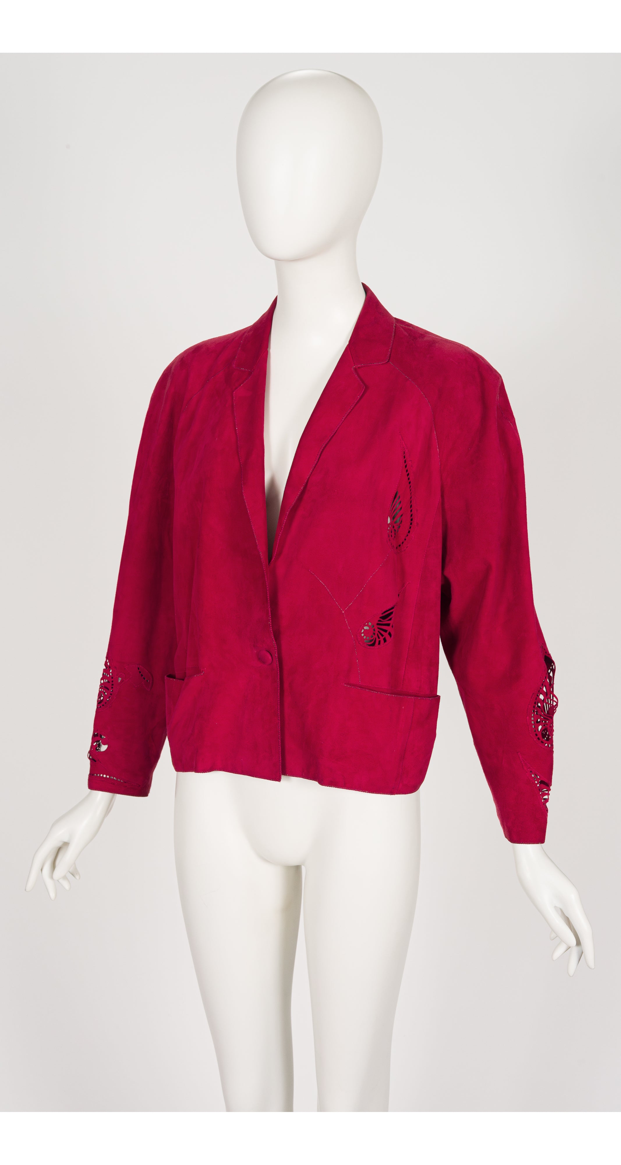 1980s Laser-Cut Red Suede Light Jacket
