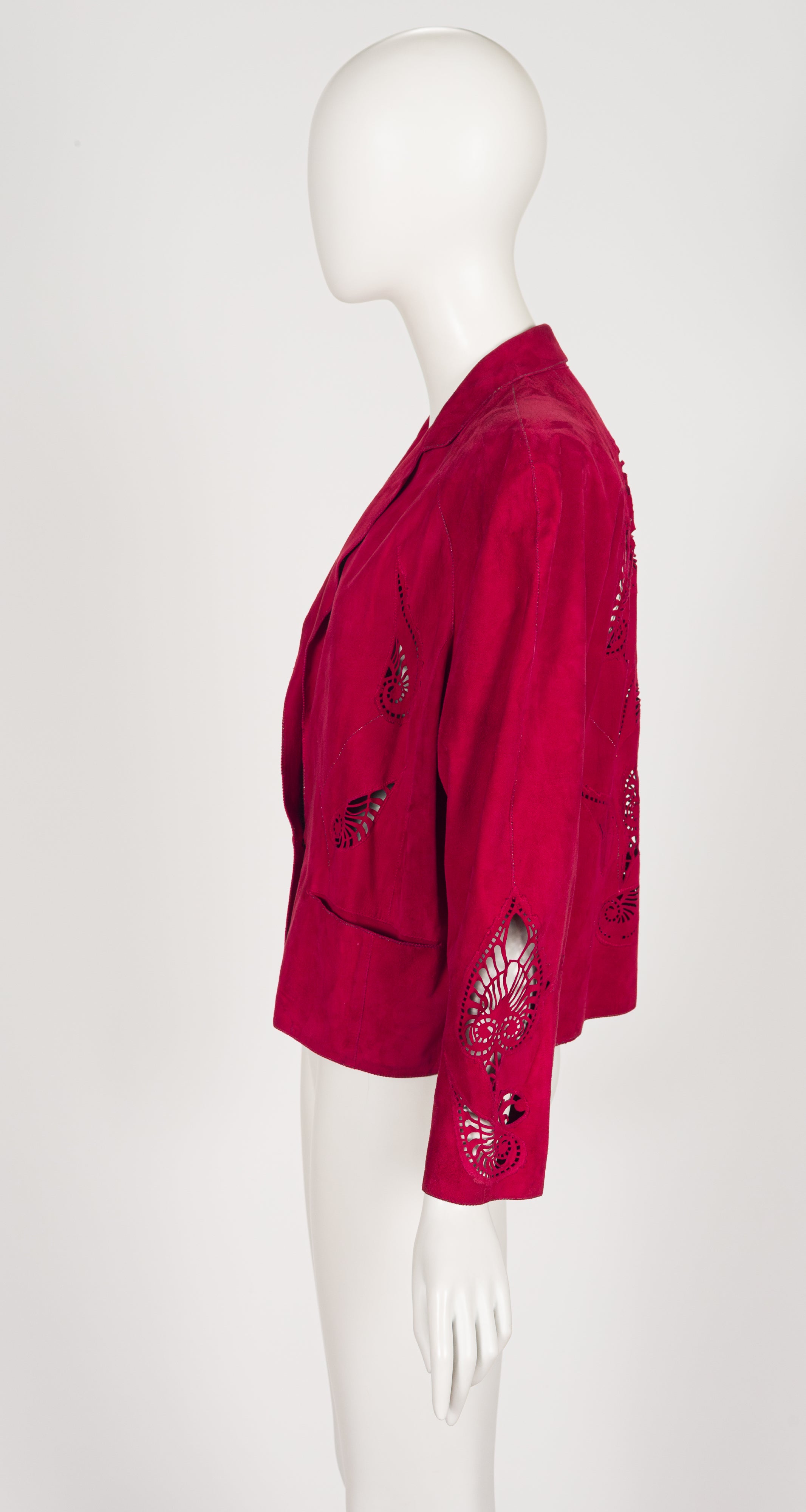 1980s Laser-Cut Red Suede Light Jacket