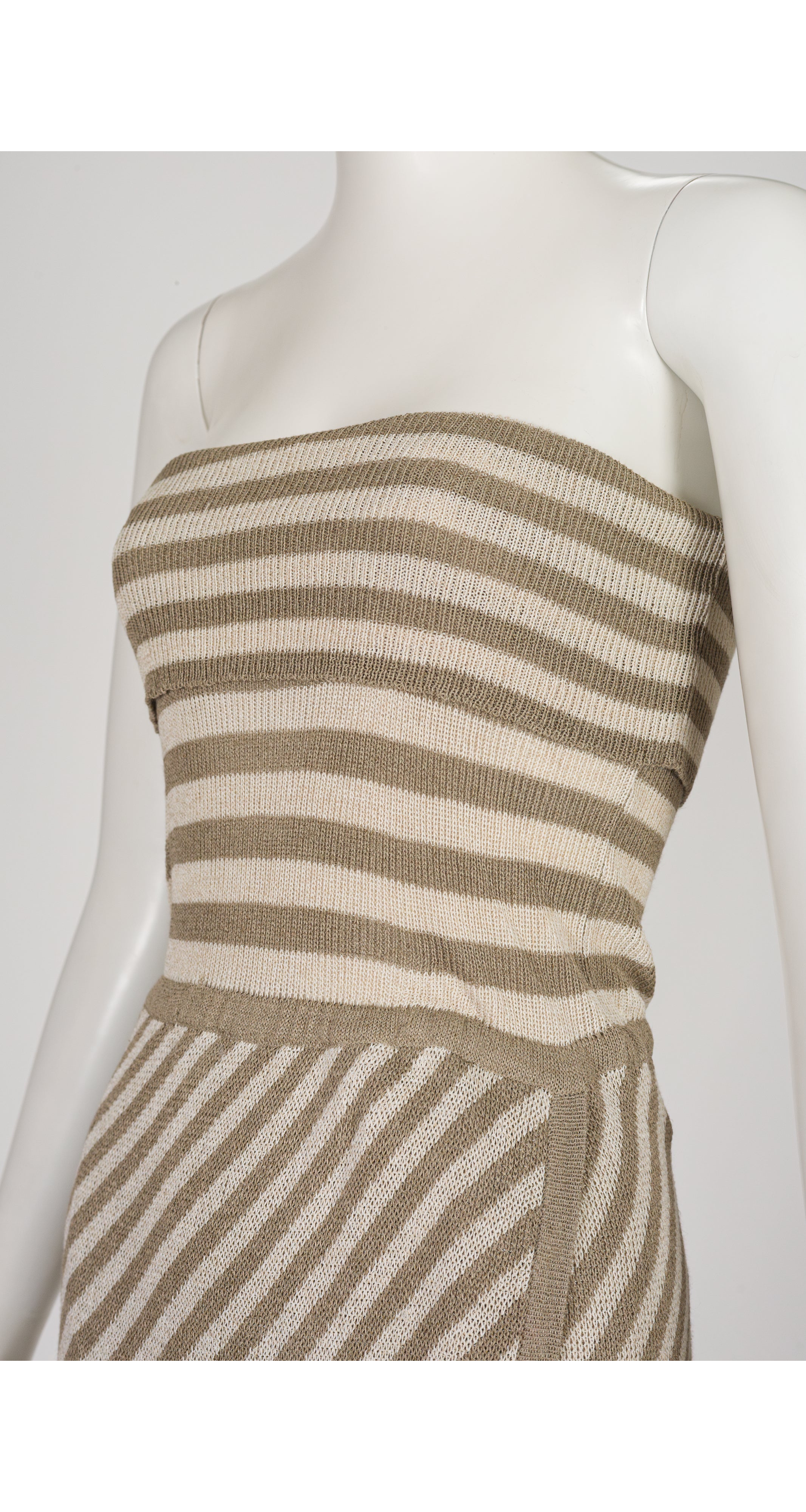 1984 S/S Striped Linen Knit Convertible Tube Dress