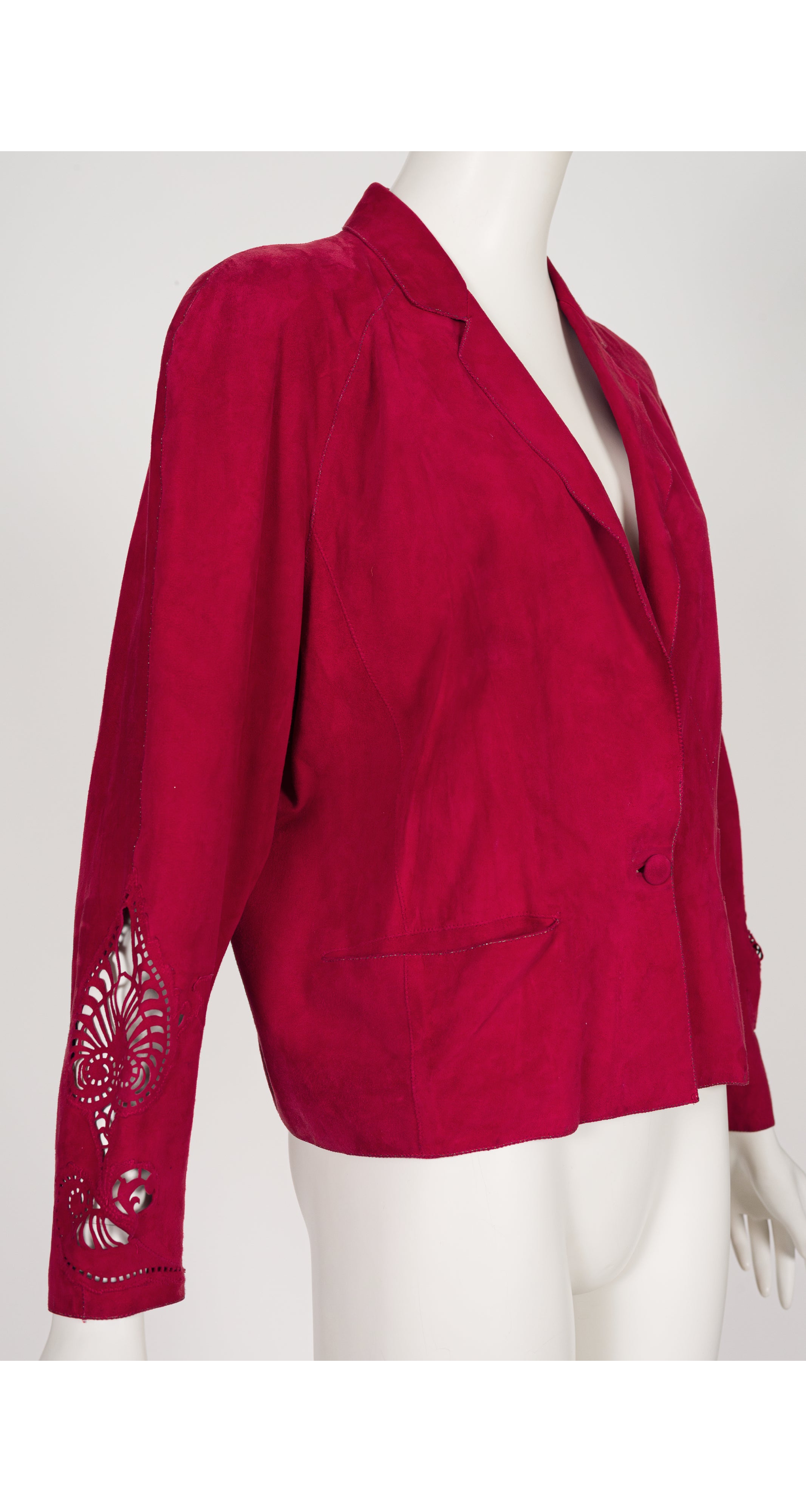 1980s Laser-Cut Red Suede Light Jacket