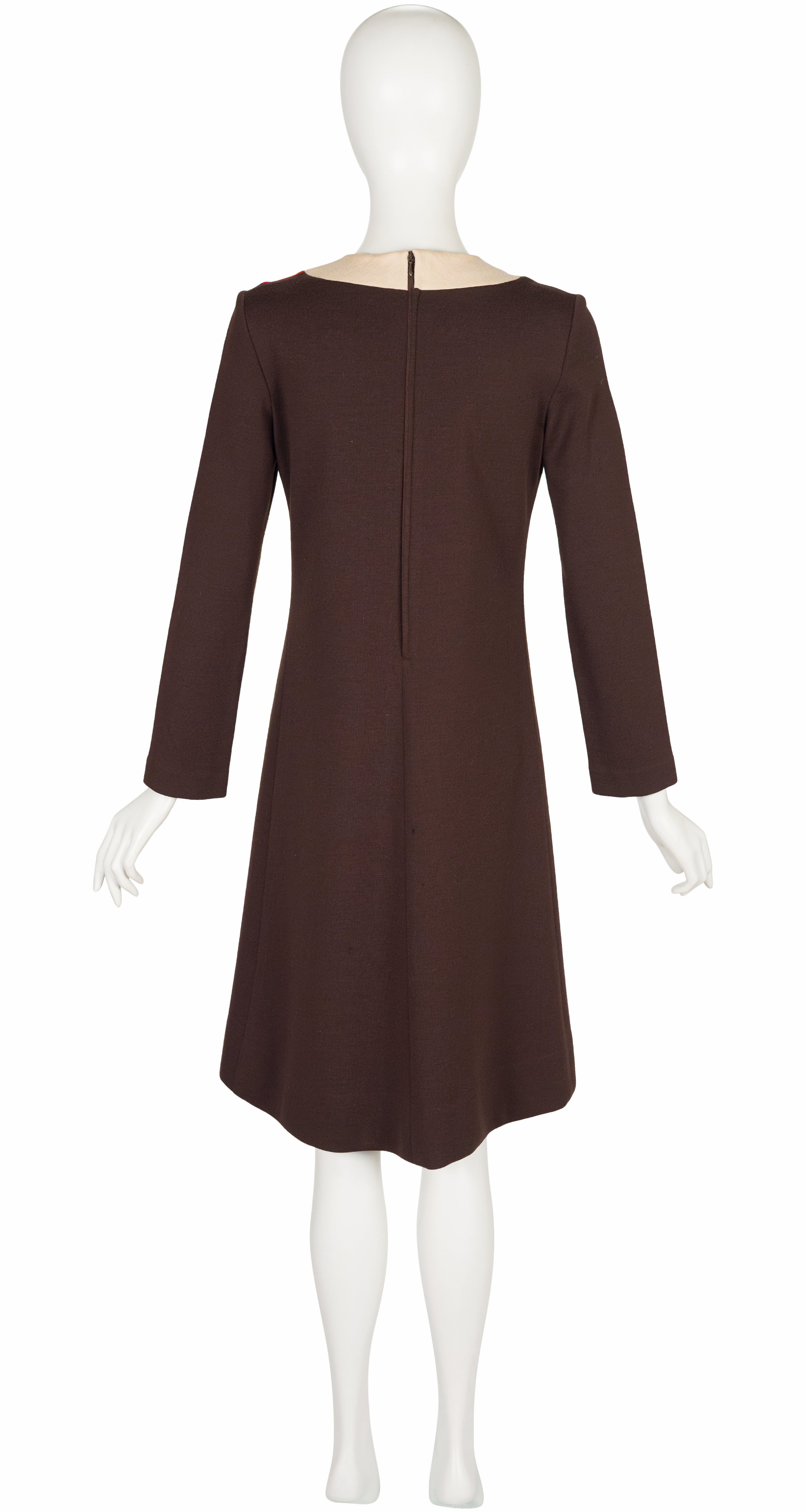 1970s Space Age Brown Wool Jersey Dress