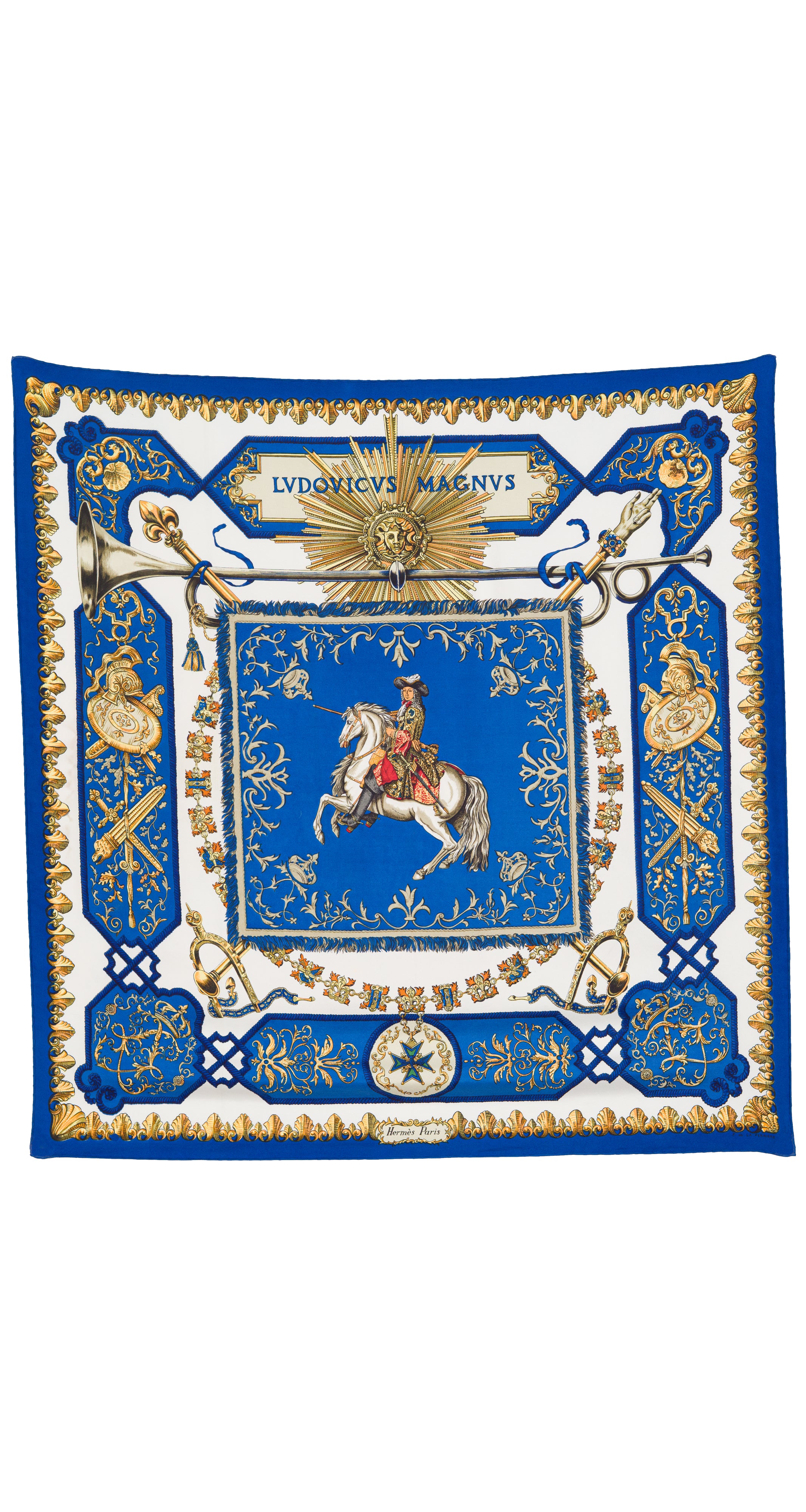 1963 "Lvdovicvs Magnvs" by Francoise De La Perriere Silk Twill Scarf