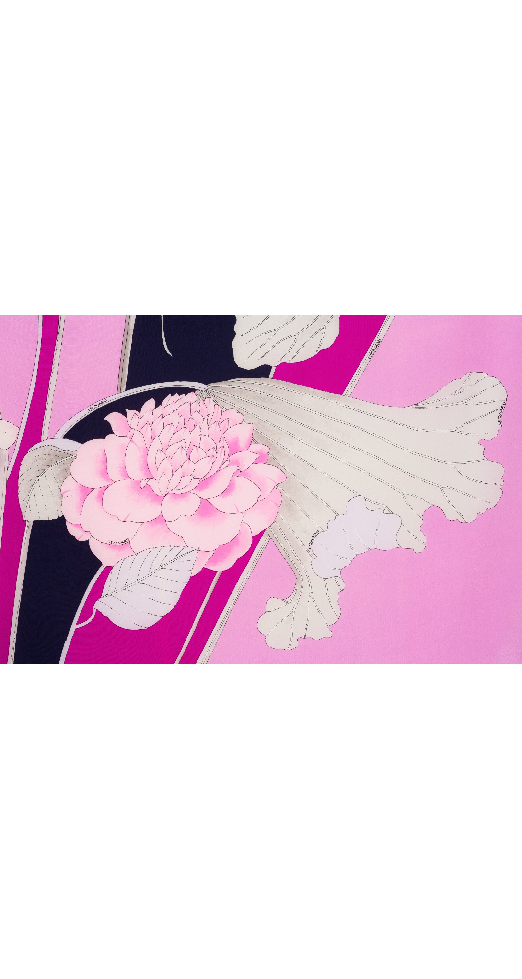 1970s Floral Pink & Navy Silk Border Print Scarf