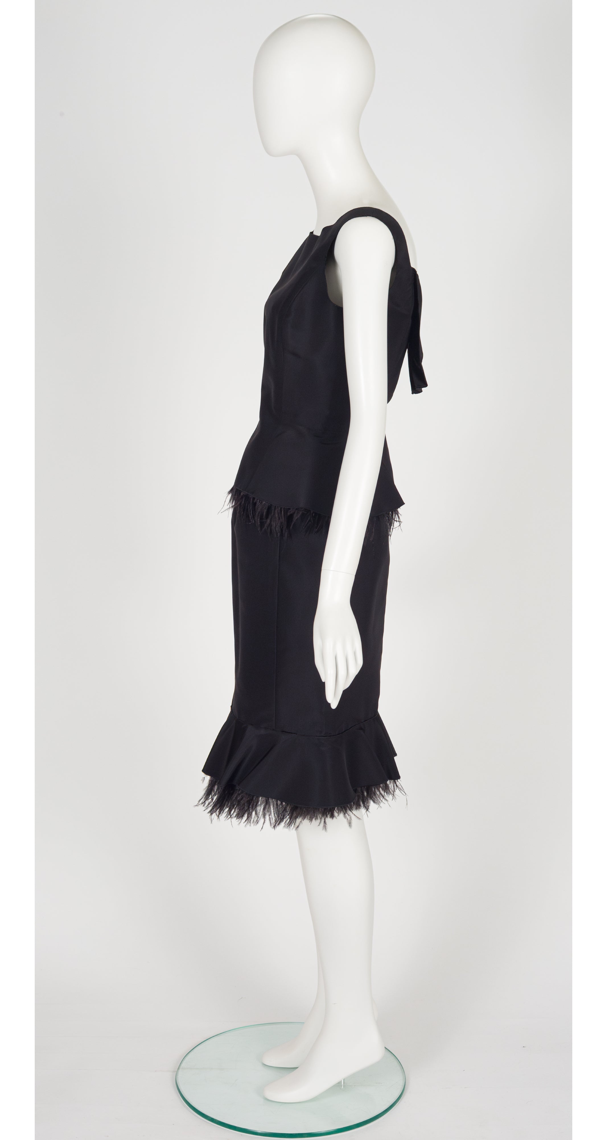 2008 Resort Black Silk Faille Ostrich Feather Trim Cocktail Set