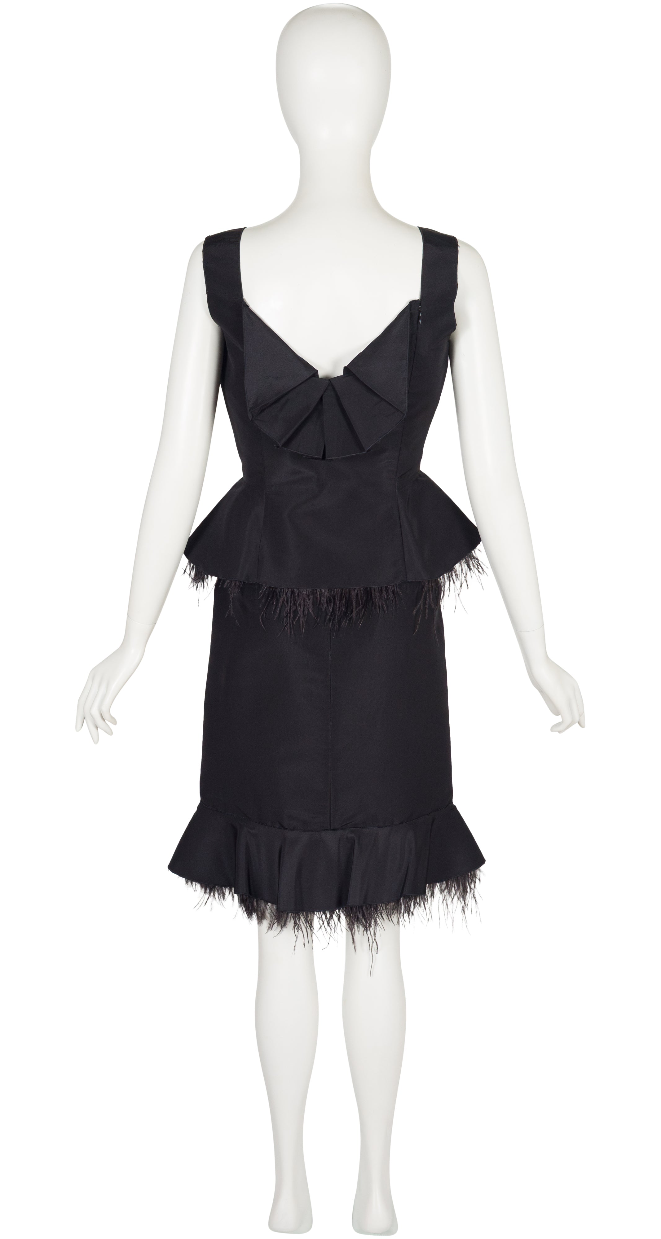 2008 Resort Black Silk Faille Ostrich Feather Trim Cocktail Set