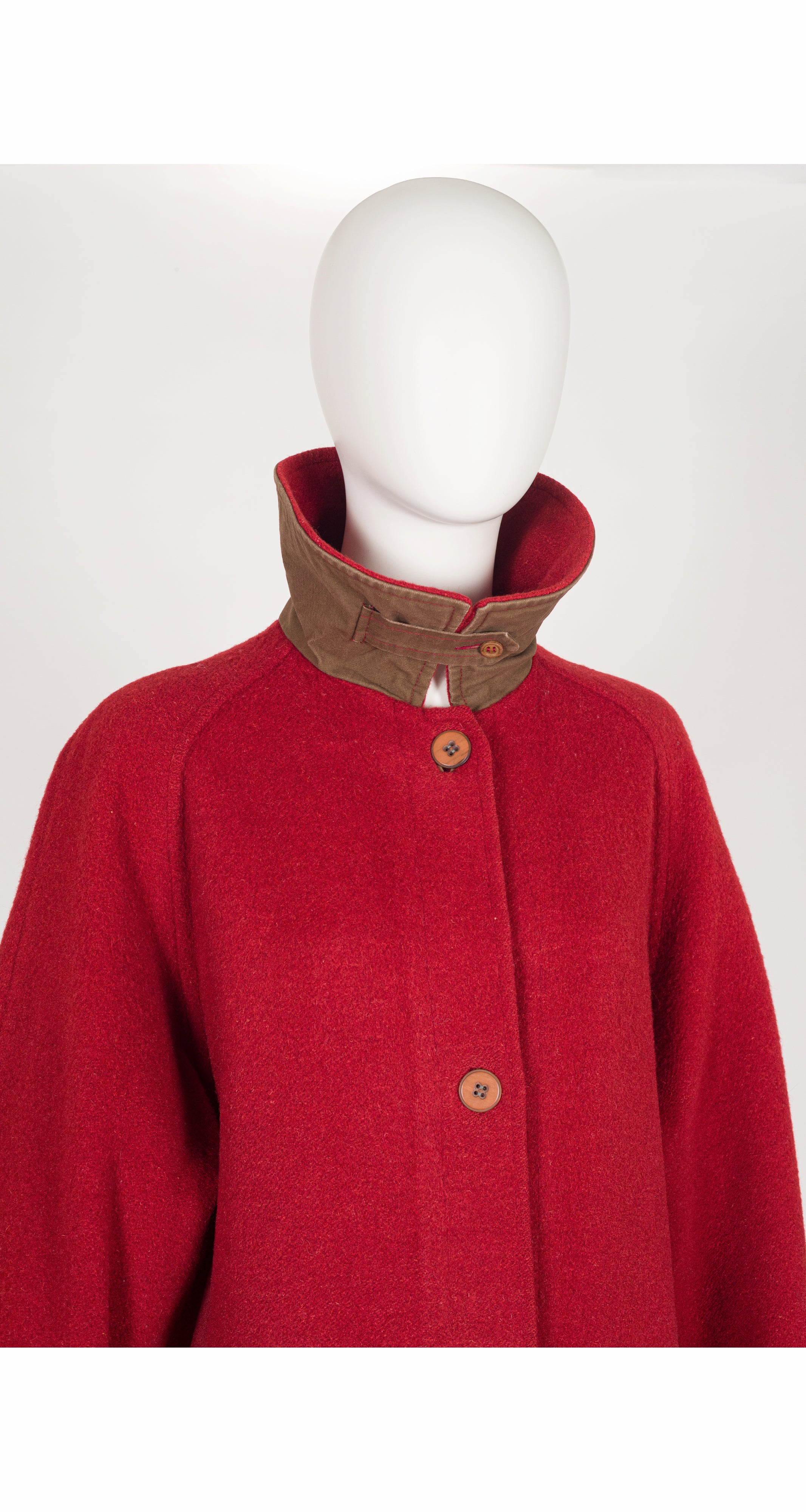 1970s Cardinal Red Wool Collared Oversized Coat