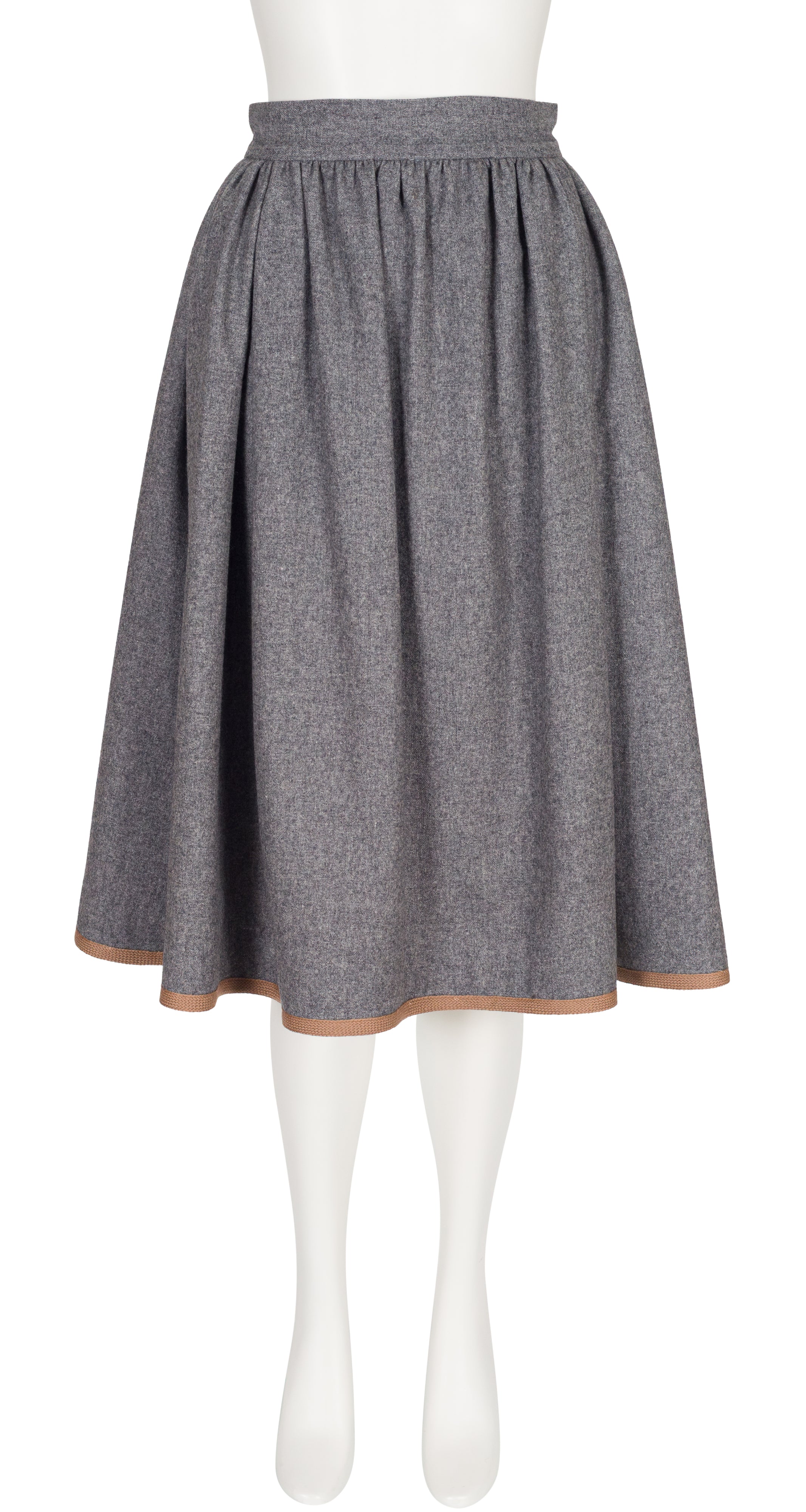 1977-78 F/W Gray Wool Braided Trim Full Skirt