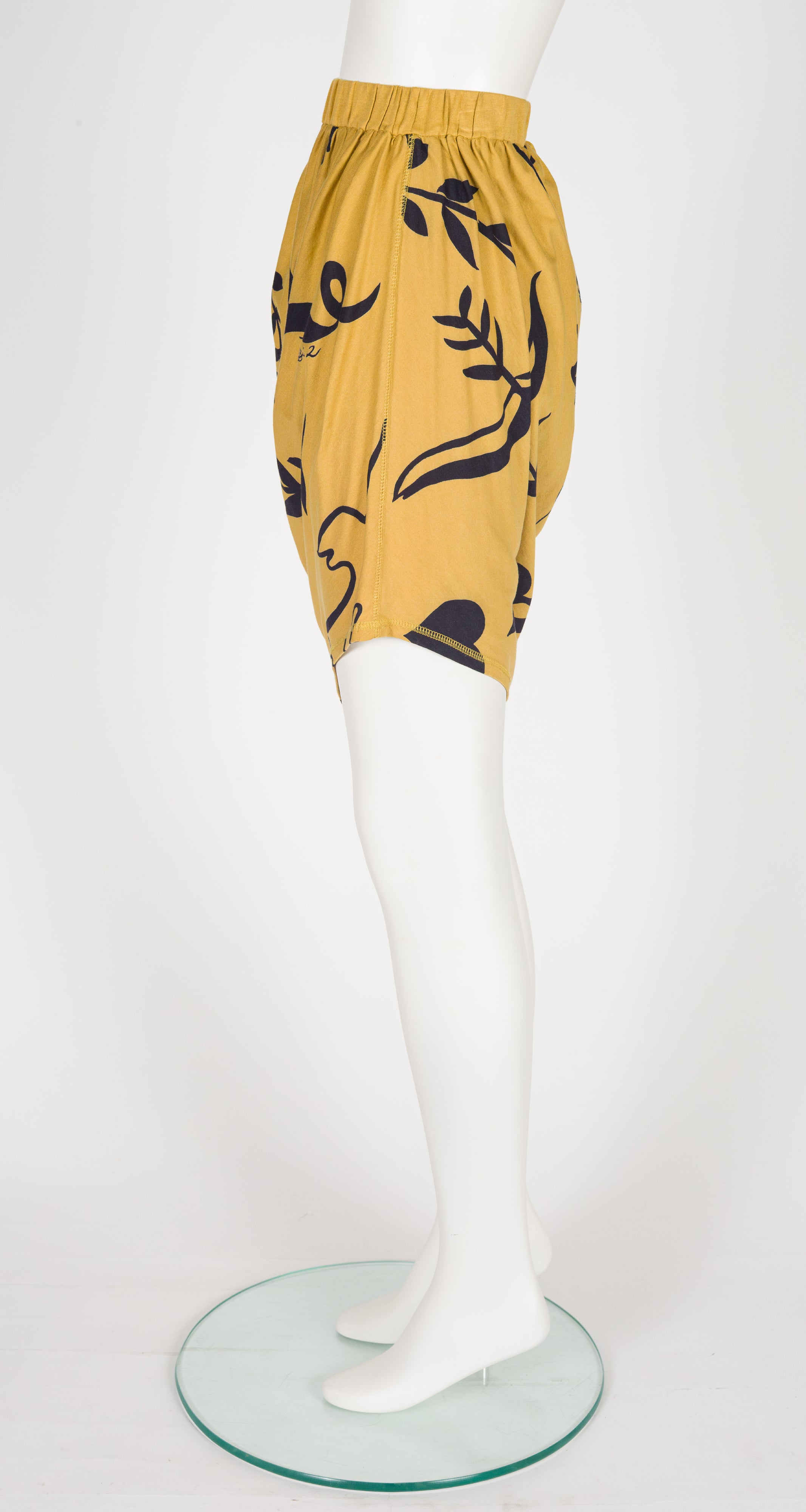 1980s Novelty Print Cotton Jersey Draped Asymmetrical Skirt