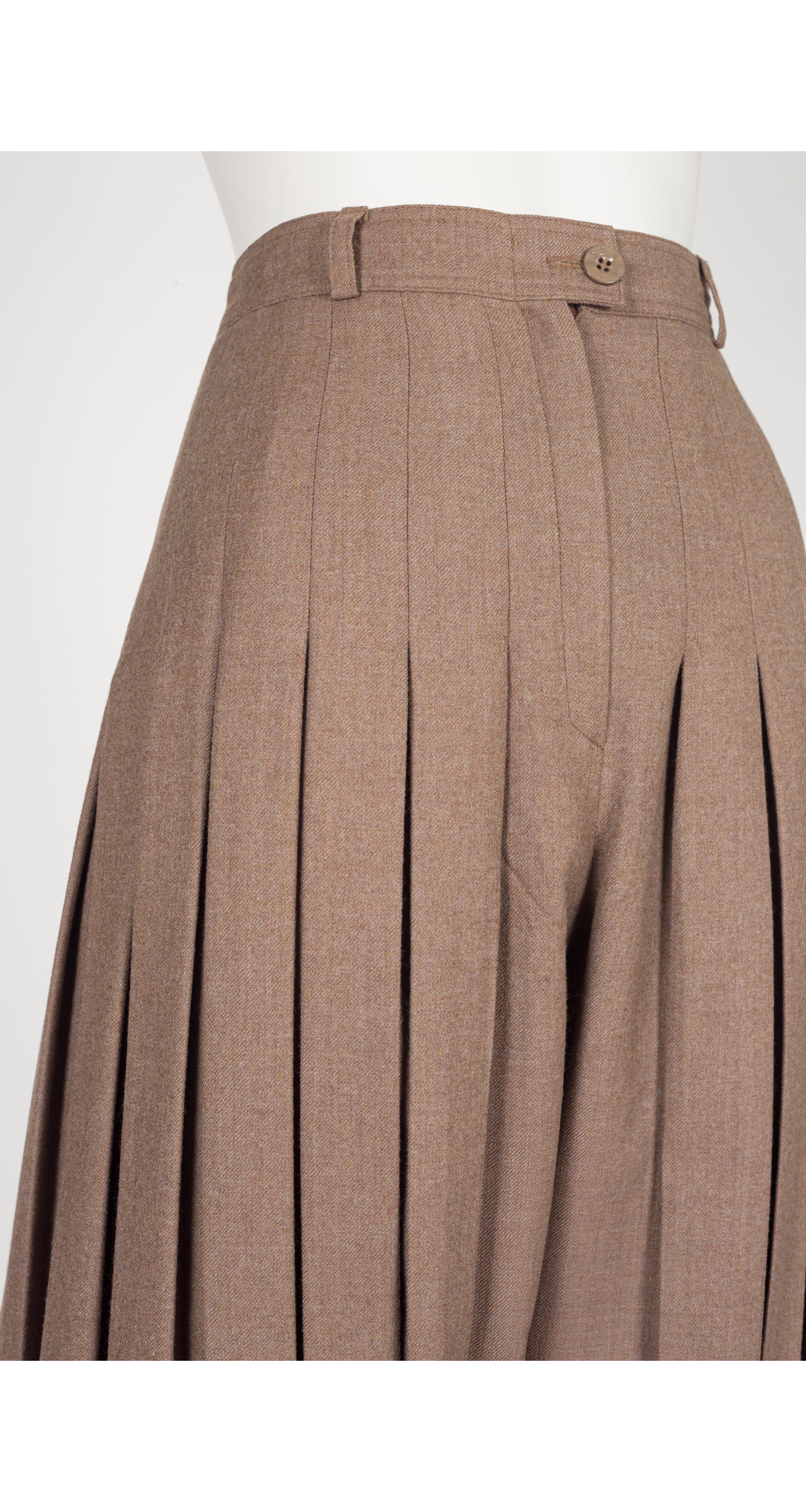 1980s Beige Wool Accordion Jodhpur Pants